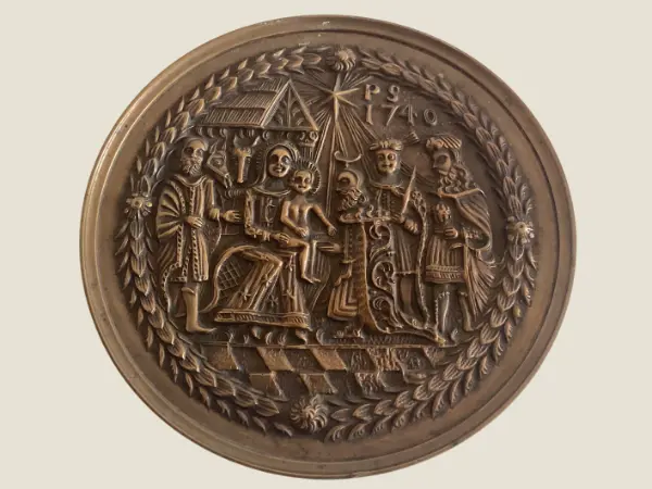Antique Bronze Plaque | Nativity Scene, Wall Sculpture Religious Art