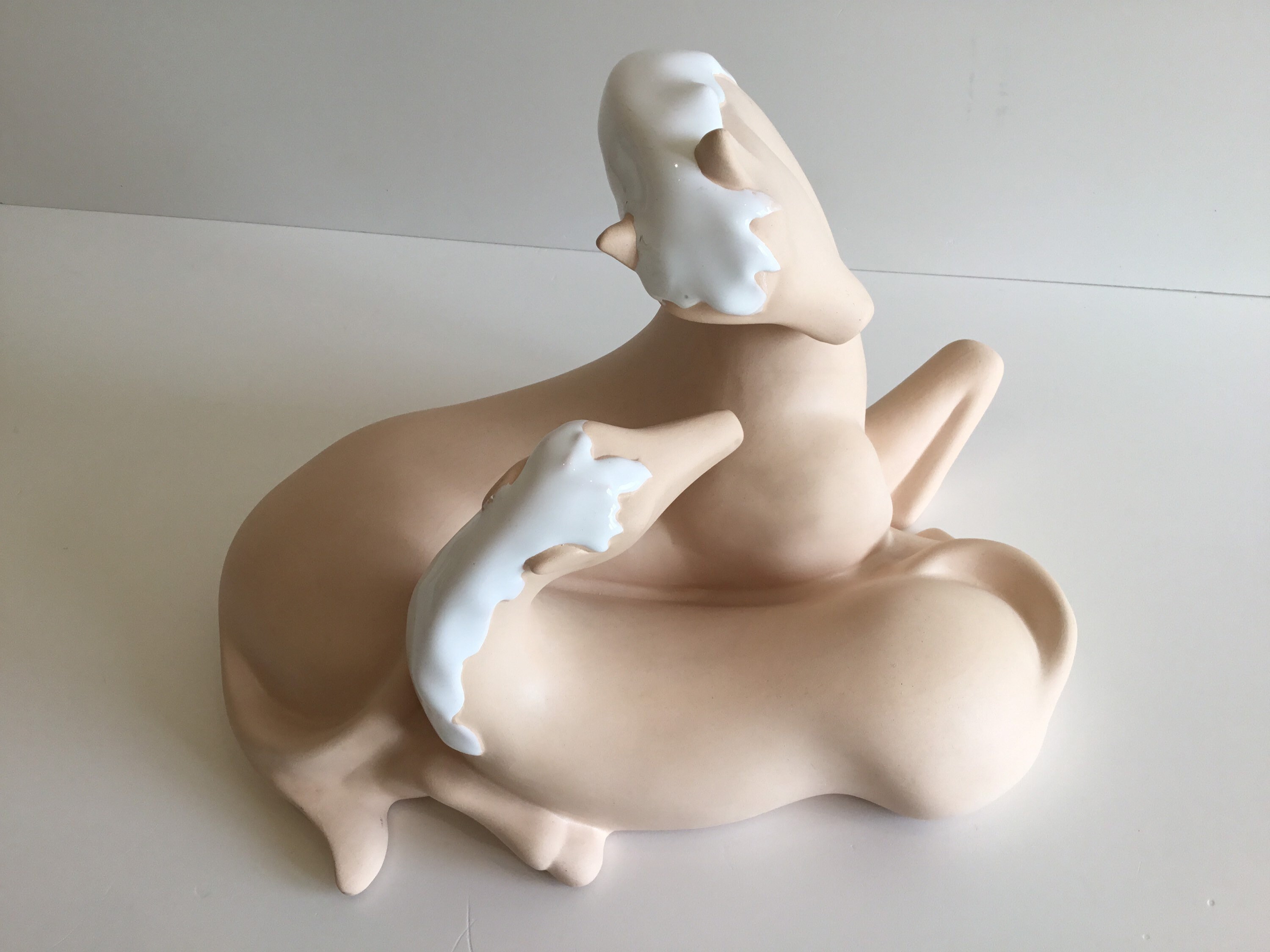 Vintage Ceramic Sculpture | 1970s CHZ Spain Pair of Horses, Hand Painted Glossy Mane — photo 4 of 11