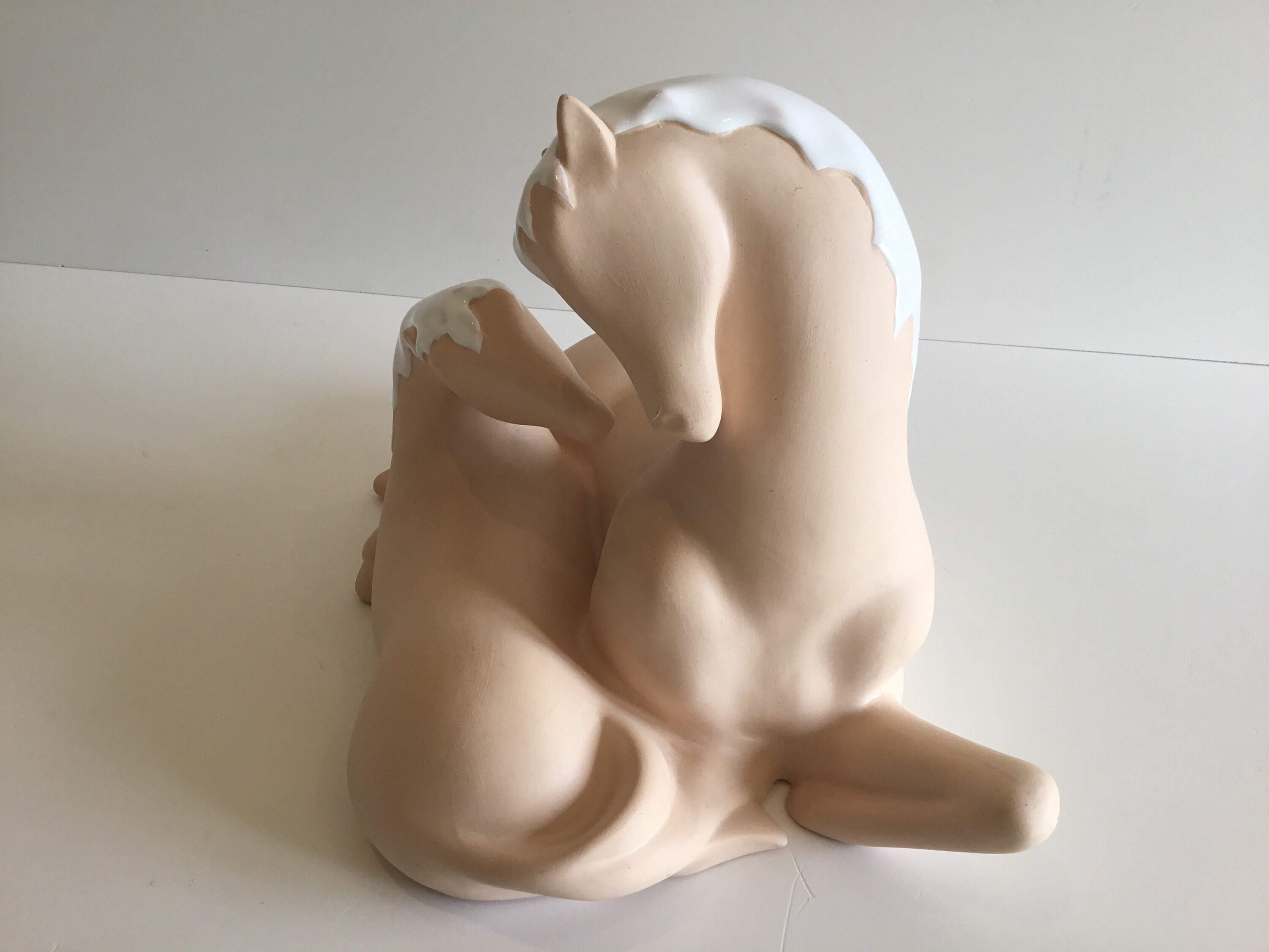 Vintage Ceramic Sculpture | 1970s CHZ Spain Pair of Horses, Hand Painted Glossy Mane — photo 7 of 11