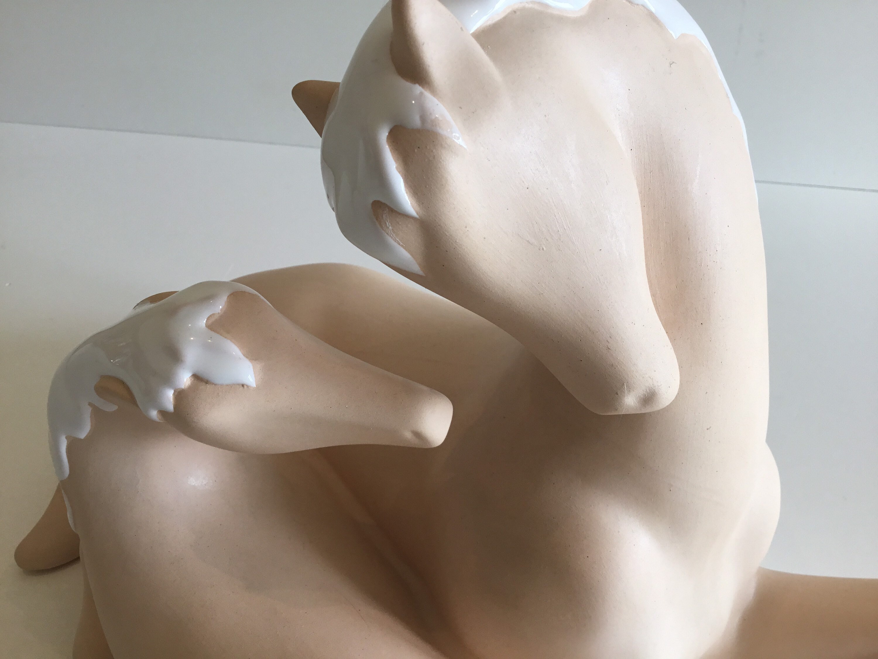 Vintage Ceramic Sculpture | 1970s CHZ Spain Pair of Horses, Hand Painted Glossy Mane — photo 10 of 11