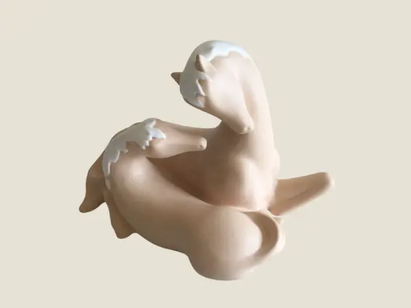 Vintage Ceramic Sculpture | 1970s CHZ Spain Pair of Horses, Hand Painted Glossy Mane