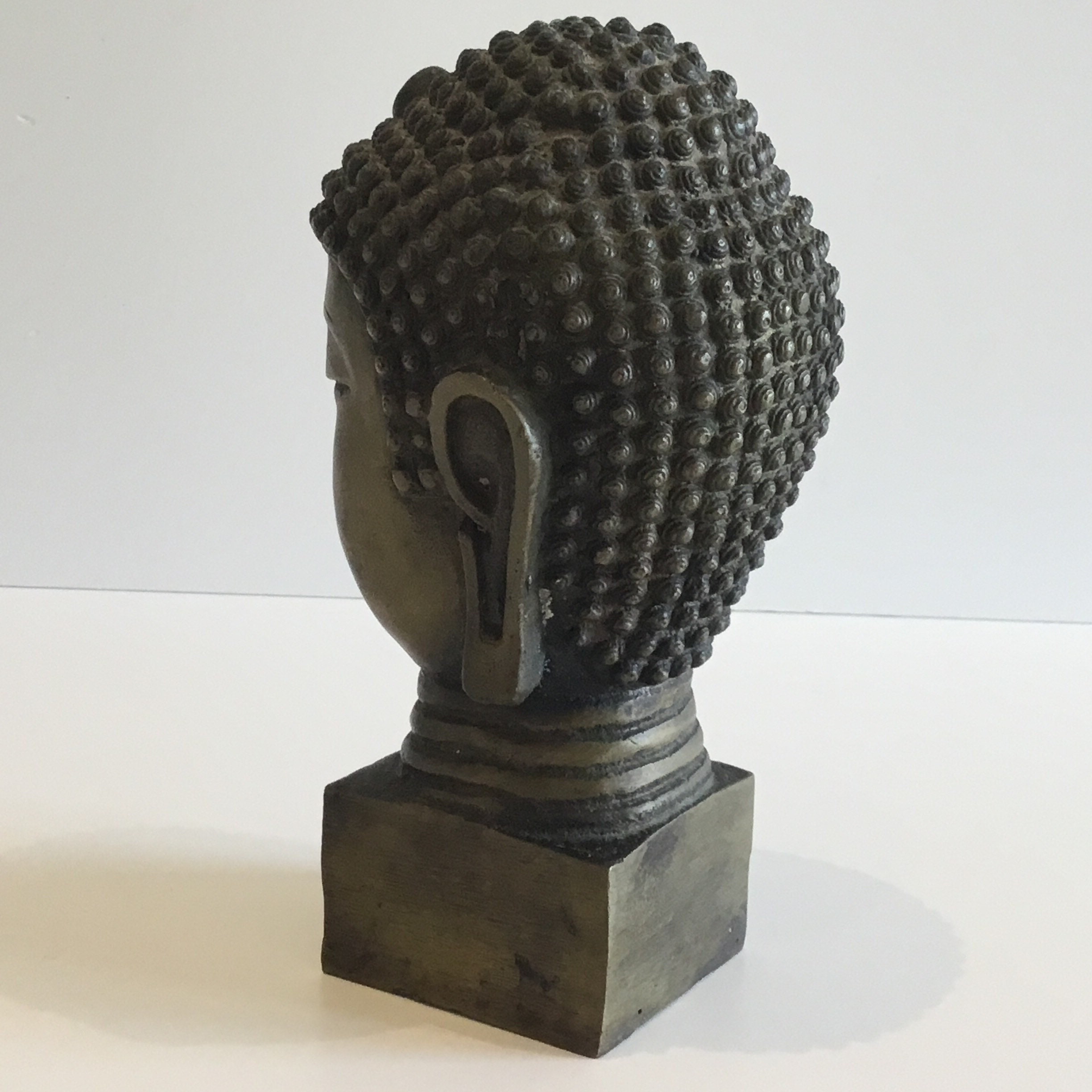 Bronze Buddha Head Early 1900s Chinese Sculpture Ming Mark Antique — photo 5 of 9