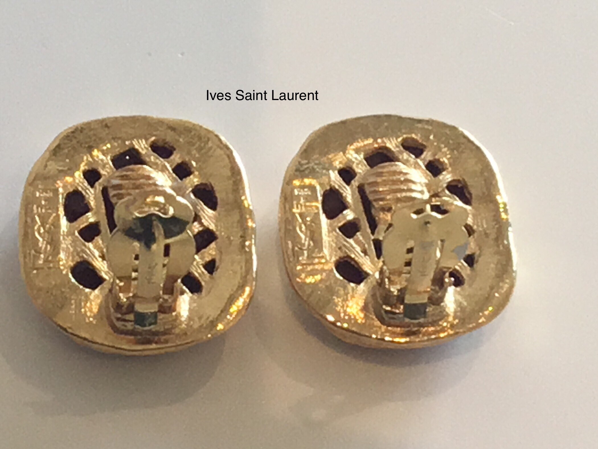 Vintage Earrings | Yves Saint Laurent Gold Plated [1980s] Red Cabochon French — photo 8 of 8