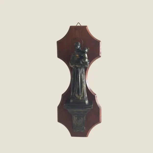 Antique Sculpture | 1900s French Saint Anthony, Religious Wall Statue