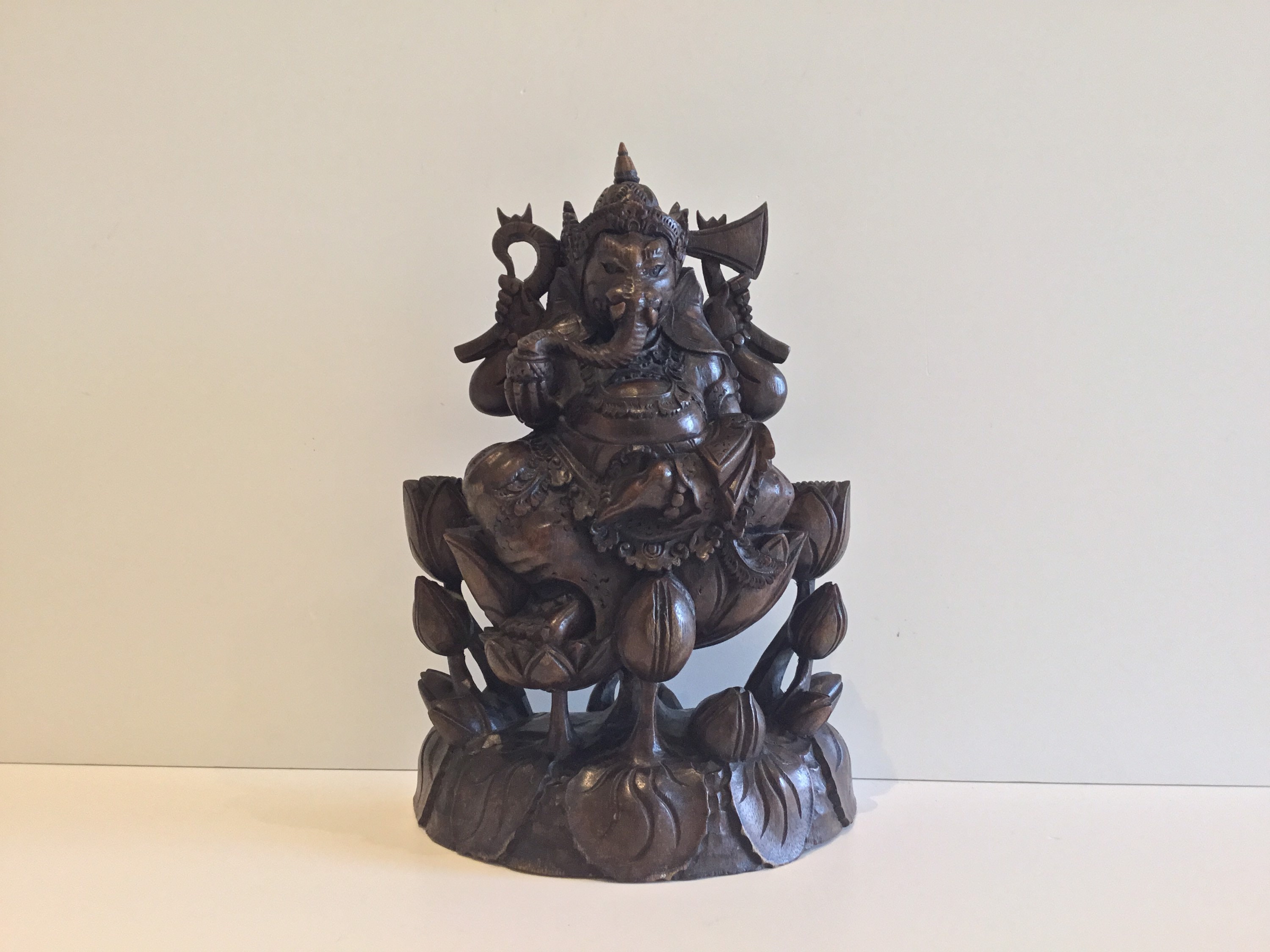 Antique Sculpture Ganesha Hand Carved Wood Hindu Art (1930s) — photo 2 of 11