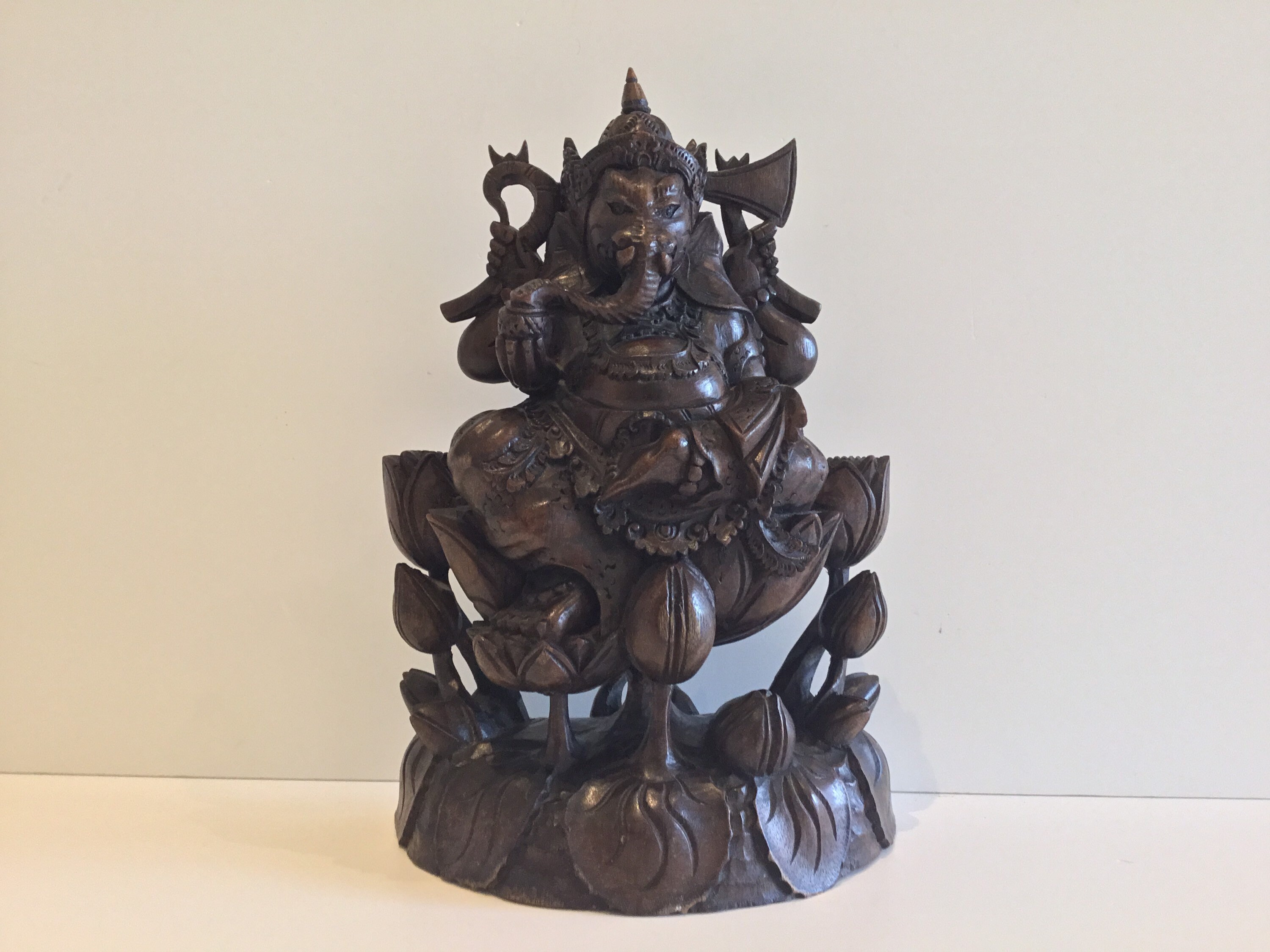 Antique Sculpture Ganesha Hand Carved Wood Hindu Art (1930s) — photo 3 of 11