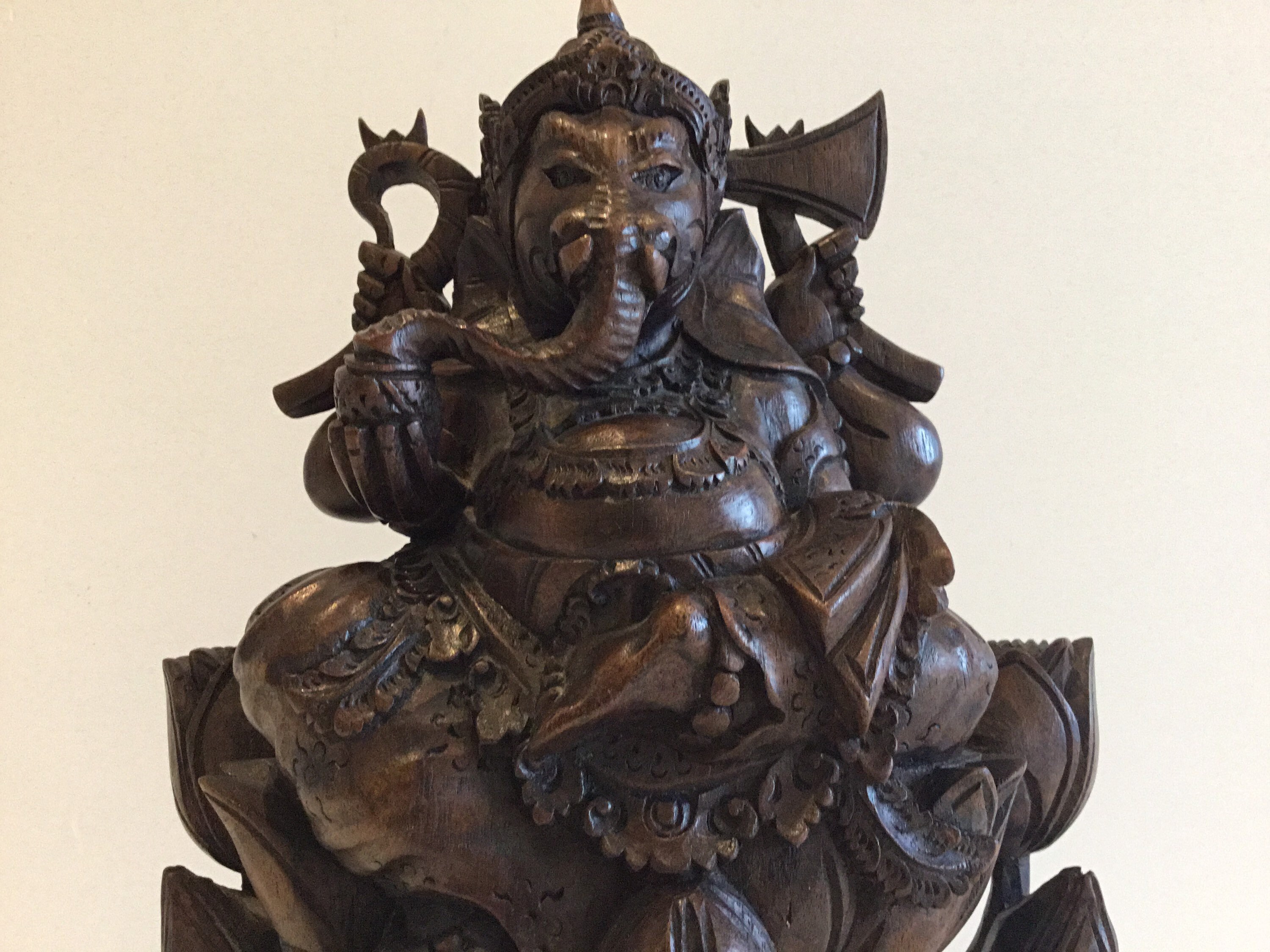 Antique Sculpture Ganesha Hand Carved Wood Hindu Art (1930s) — photo 4 of 11