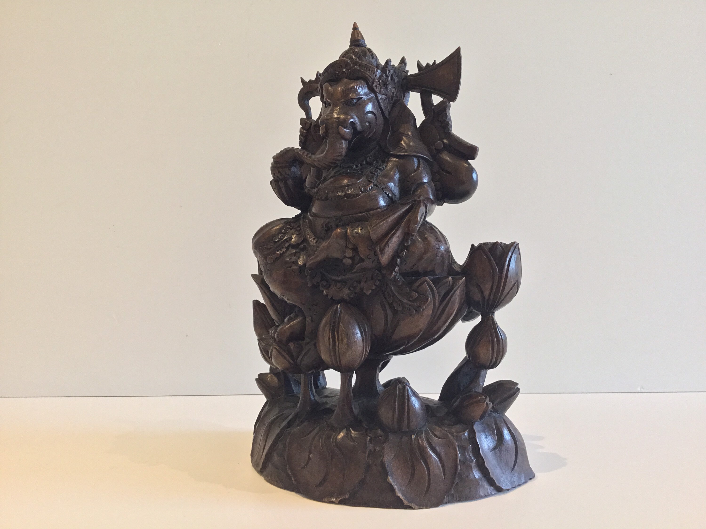 Antique Sculpture Ganesha Hand Carved Wood Hindu Art (1930s) — photo 5 of 11