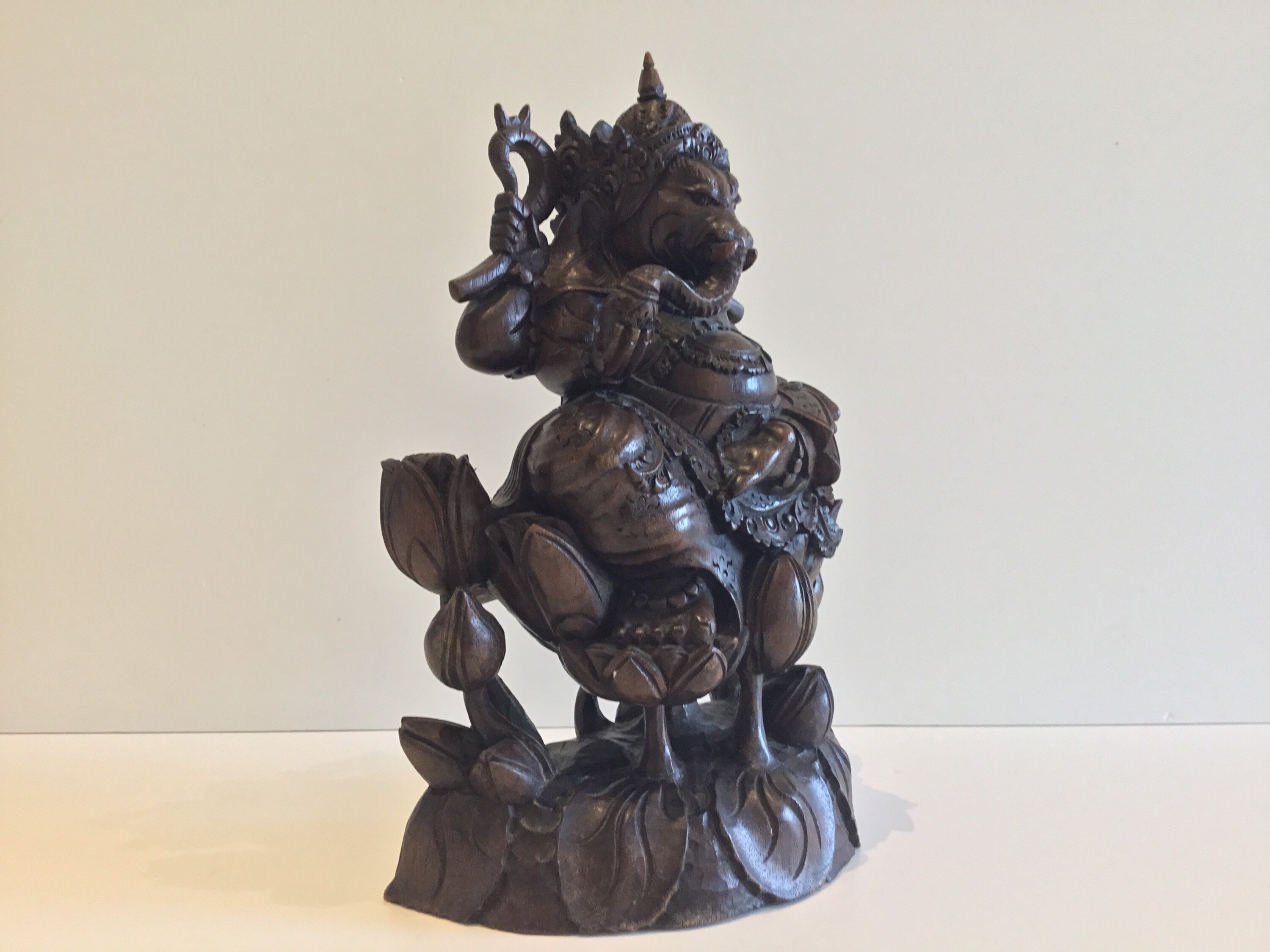 Antique Sculpture Ganesha Hand Carved Wood Hindu Art (1930s) — photo 6 of 11