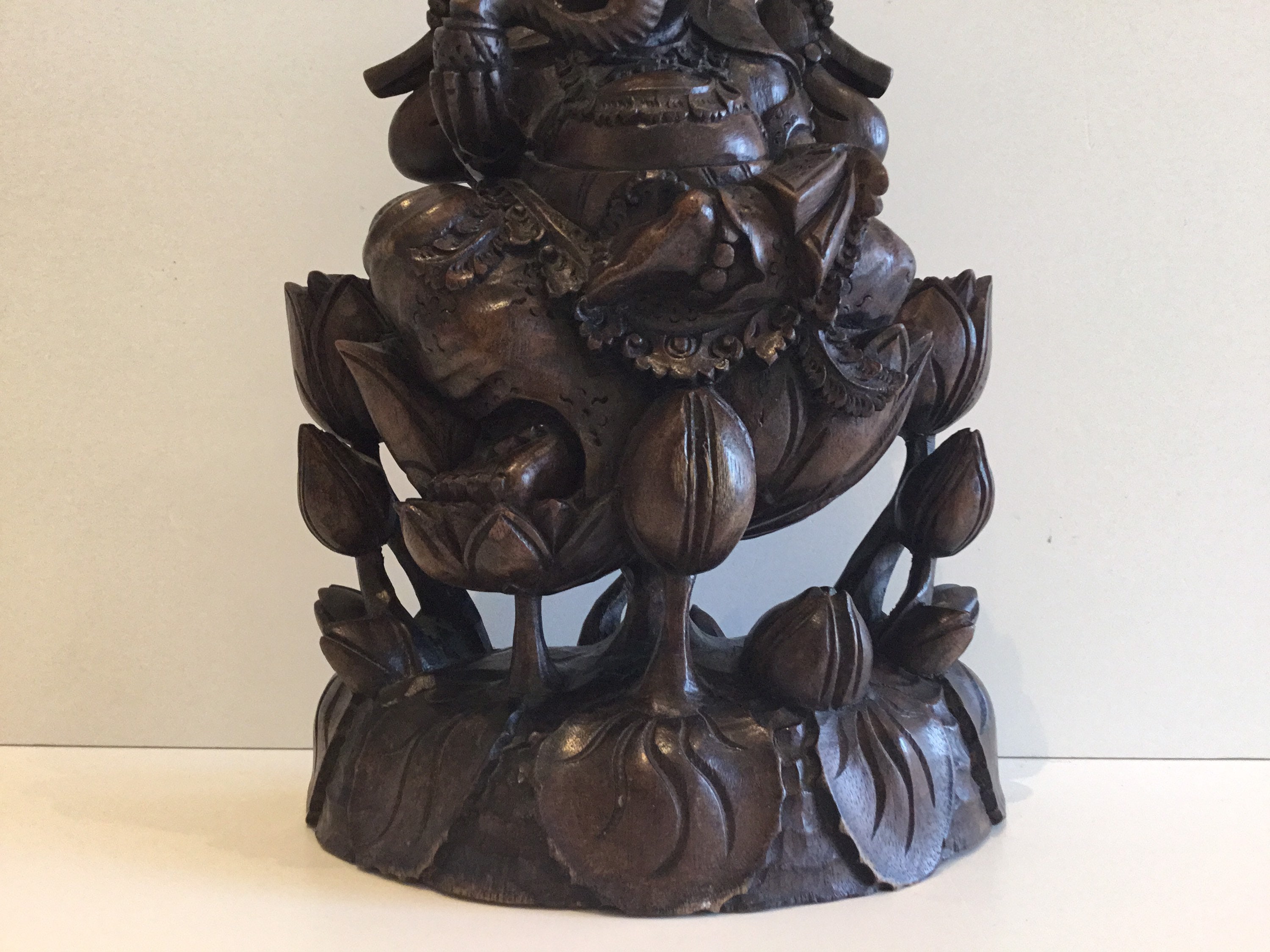 Antique Sculpture Ganesha Hand Carved Wood Hindu Art (1930s) — photo 9 of 11