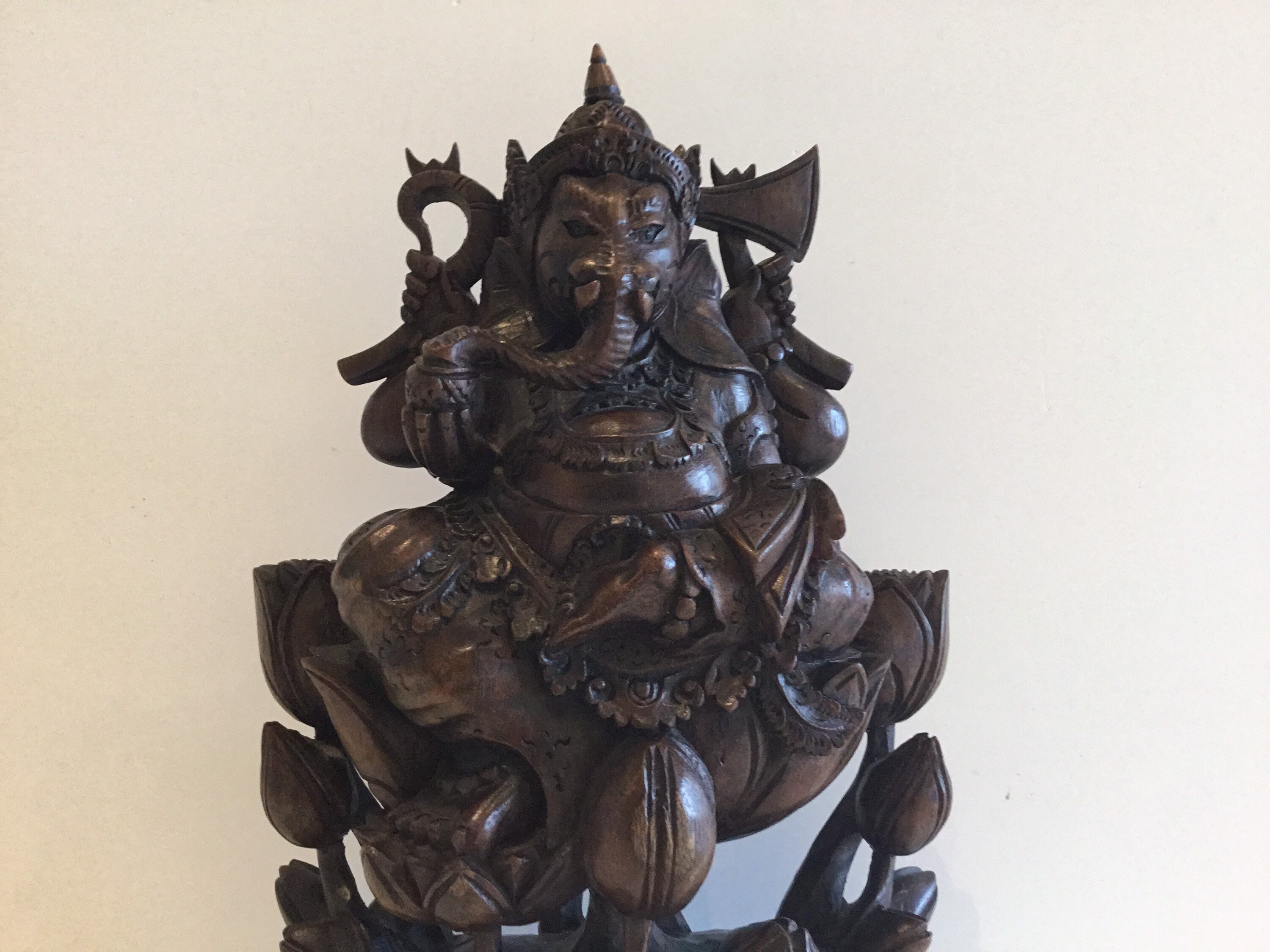 Antique Sculpture Ganesha Hand Carved Wood Hindu Art (1930s) — photo 10 of 11