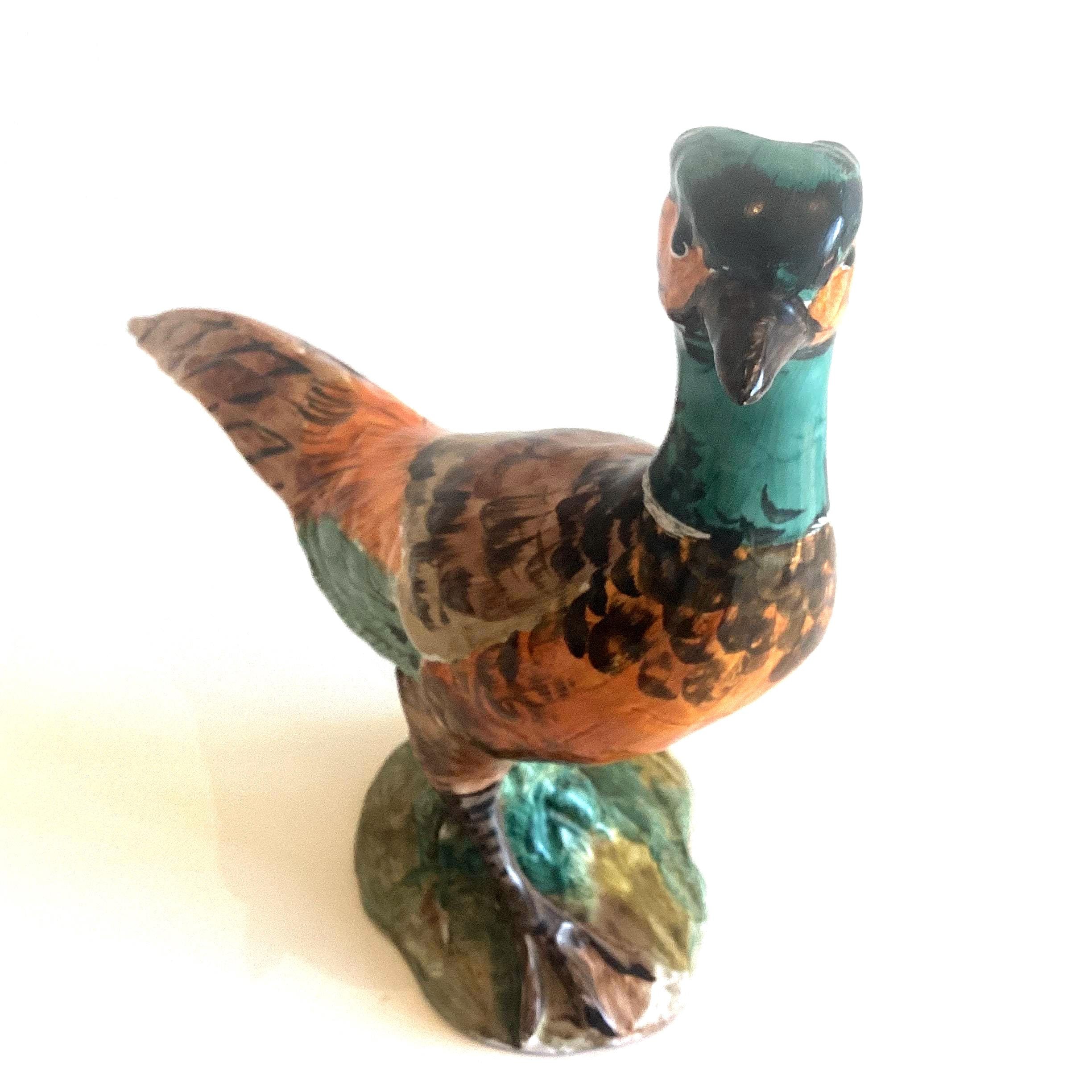Vintage Ceramic Pheasant | Gio Italy 1950s, Hand Painted Majolica Bird Sculpture — photo 2 of 8