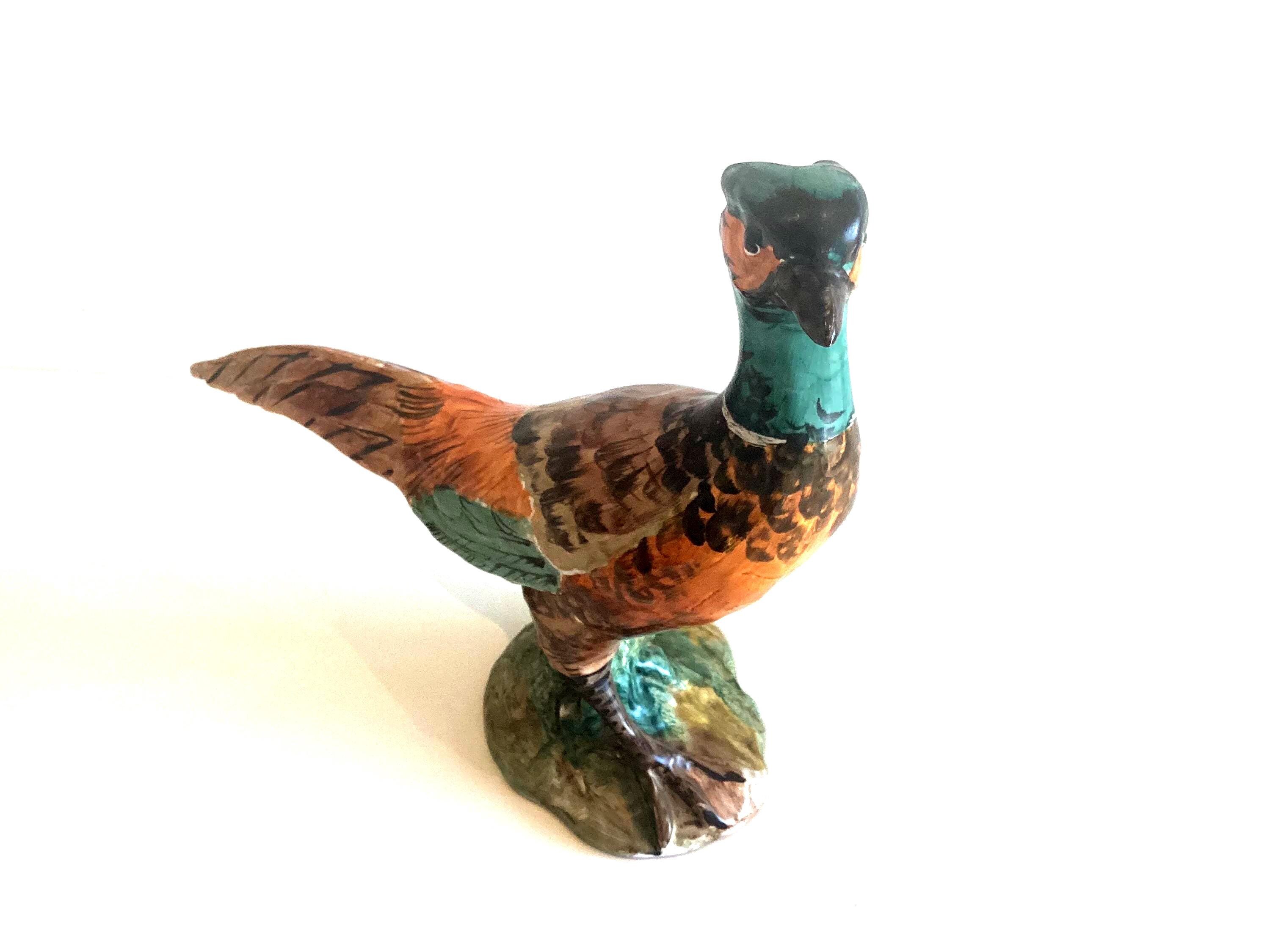 Vintage Ceramic Pheasant | Gio Italy 1950s, Hand Painted Majolica Bird Sculpture — photo 3 of 8