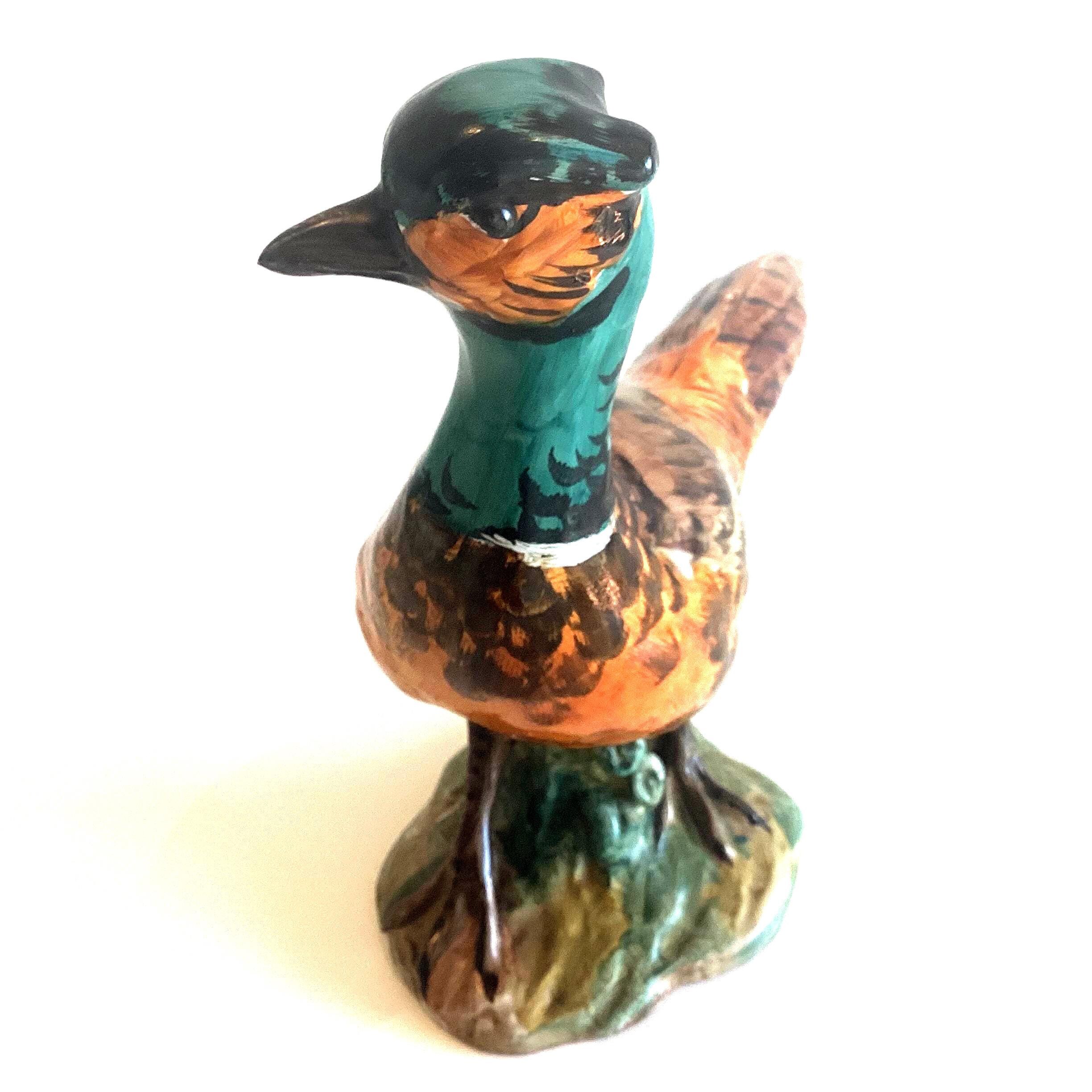 Vintage Ceramic Pheasant | Gio Italy 1950s, Hand Painted Majolica Bird Sculpture — photo 4 of 8