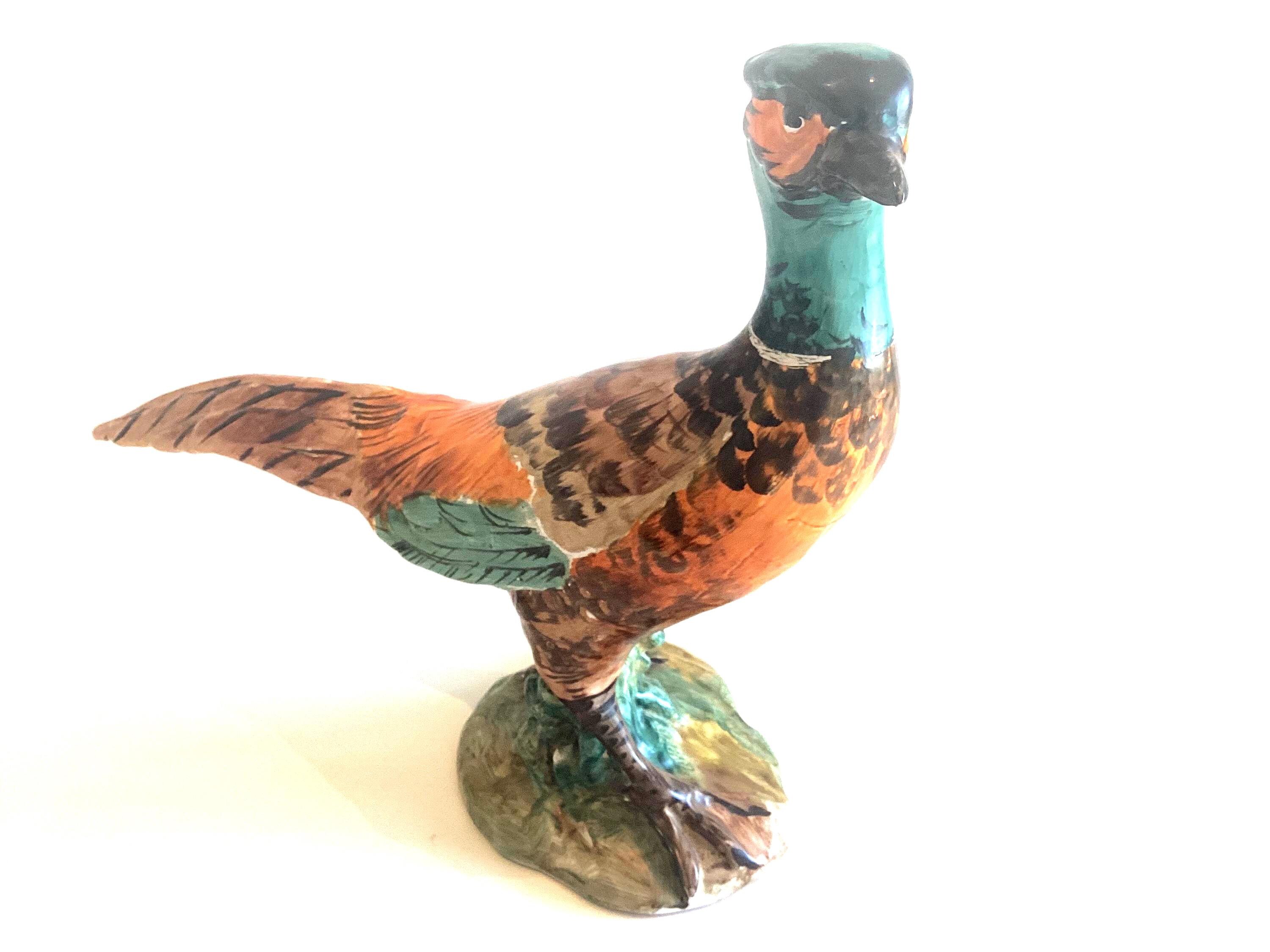 Vintage Ceramic Pheasant | Gio Italy 1950s, Hand Painted Majolica Bird Sculpture — photo 8 of 8