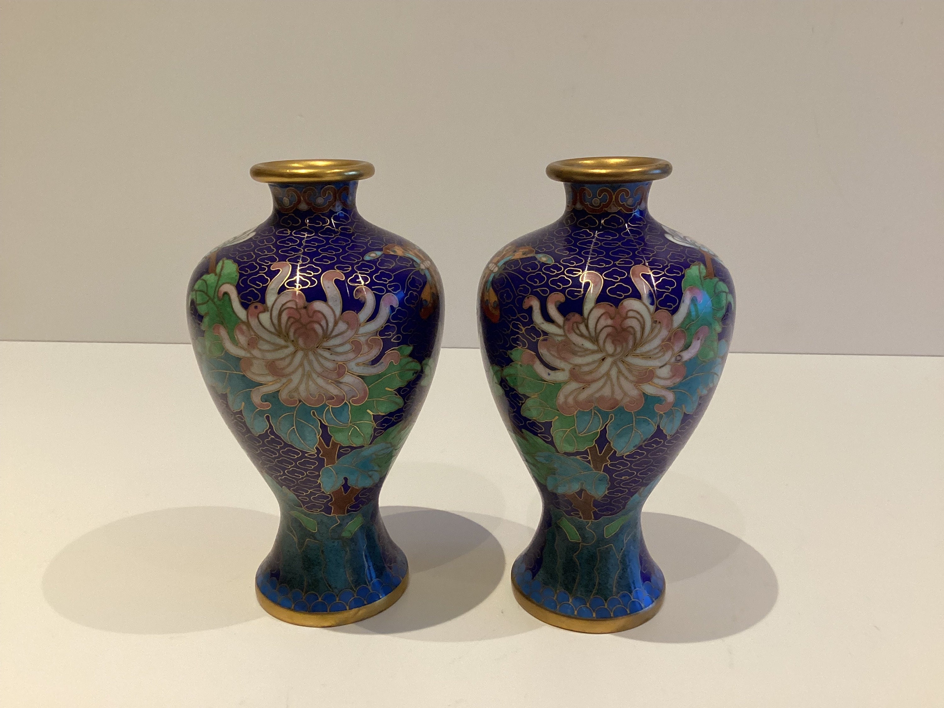 Vintage Cloisonné Vases | 1950s Chinese Home Decor  Hand Made Art — photo 2 of 6