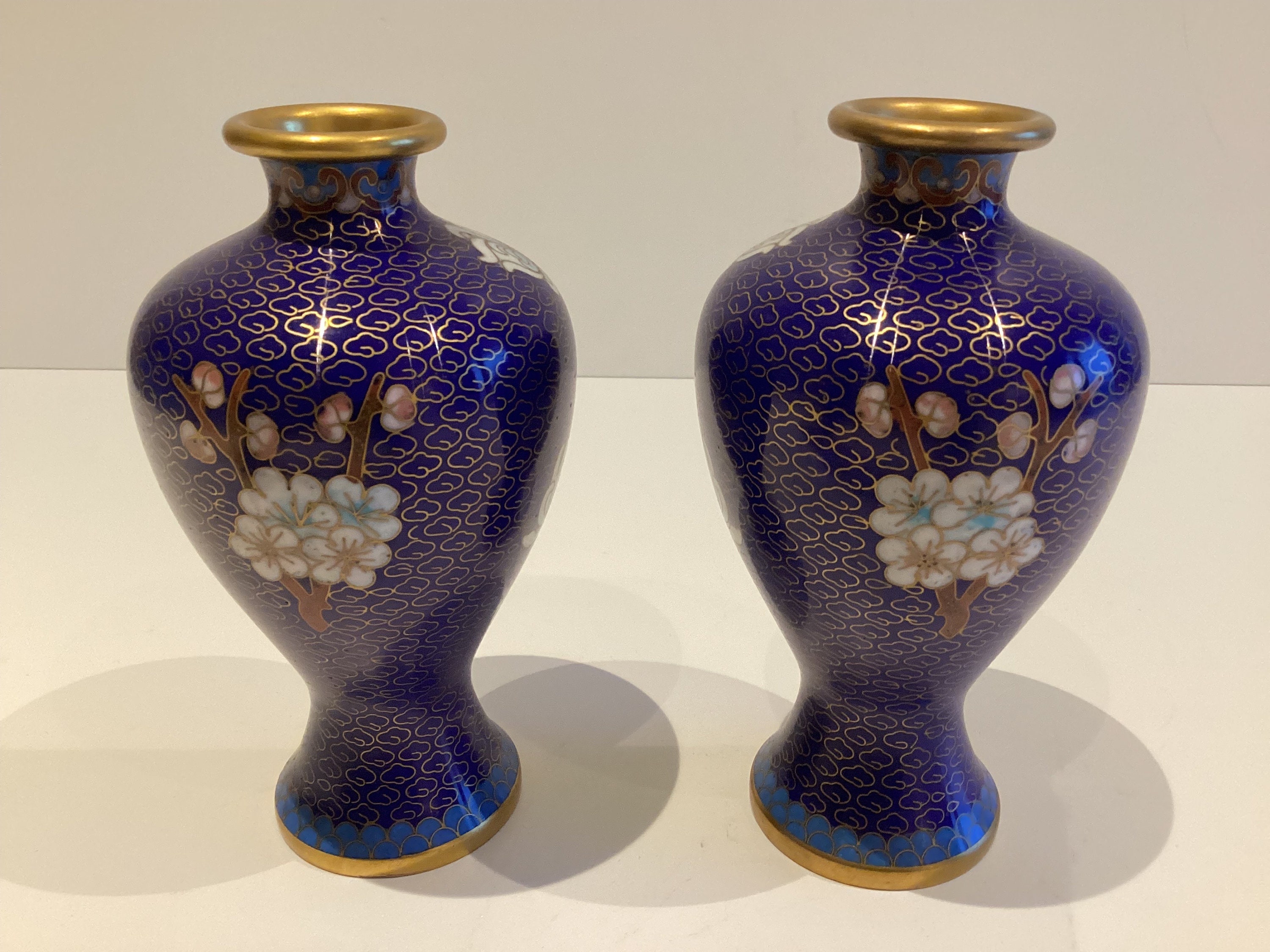 Vintage Cloisonné Vases | 1950s Chinese Home Decor  Hand Made Art — photo 4 of 6
