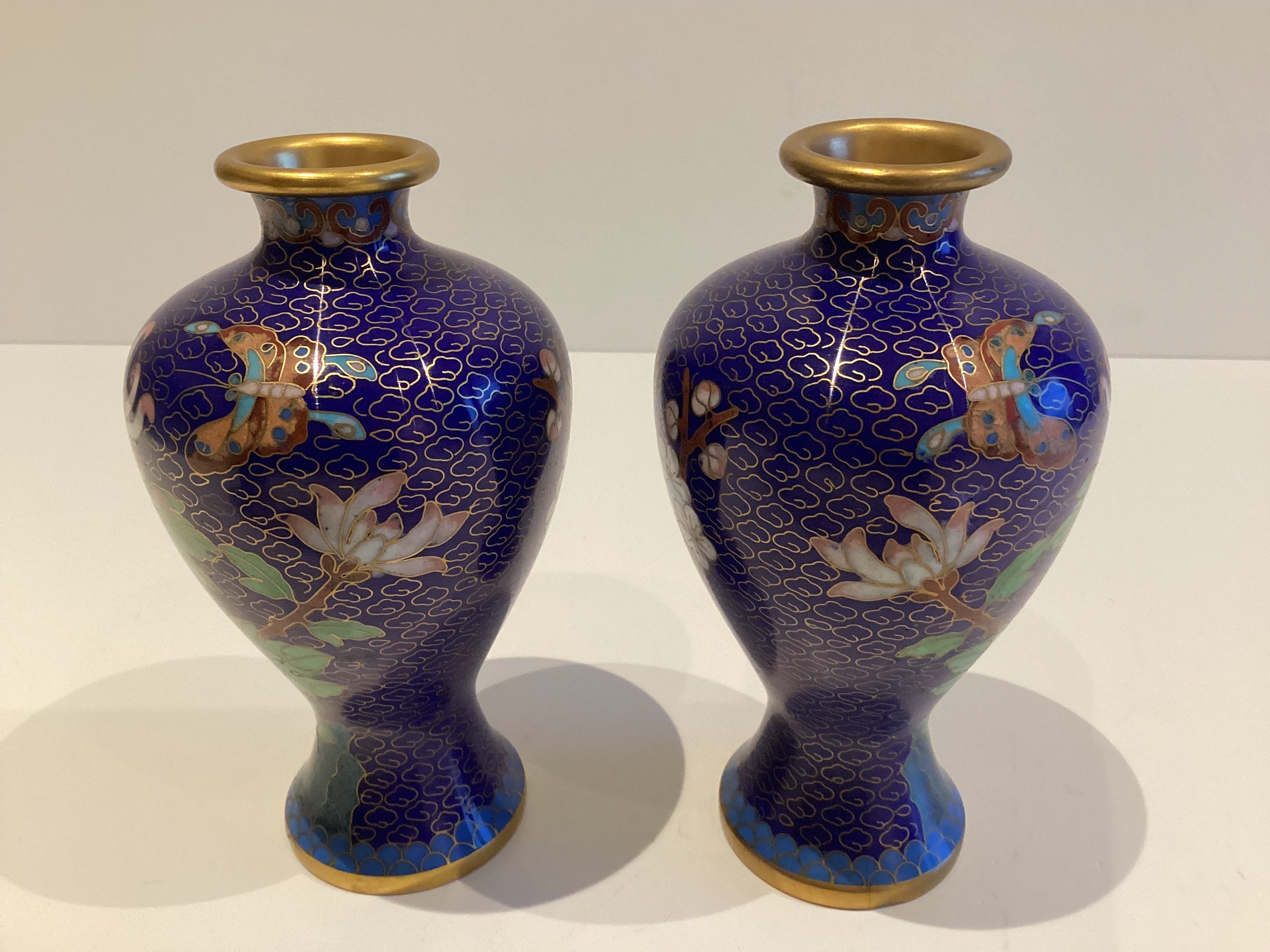 Vintage Cloisonné Vases | 1950s Chinese Home Decor  Hand Made Art — photo 5 of 6