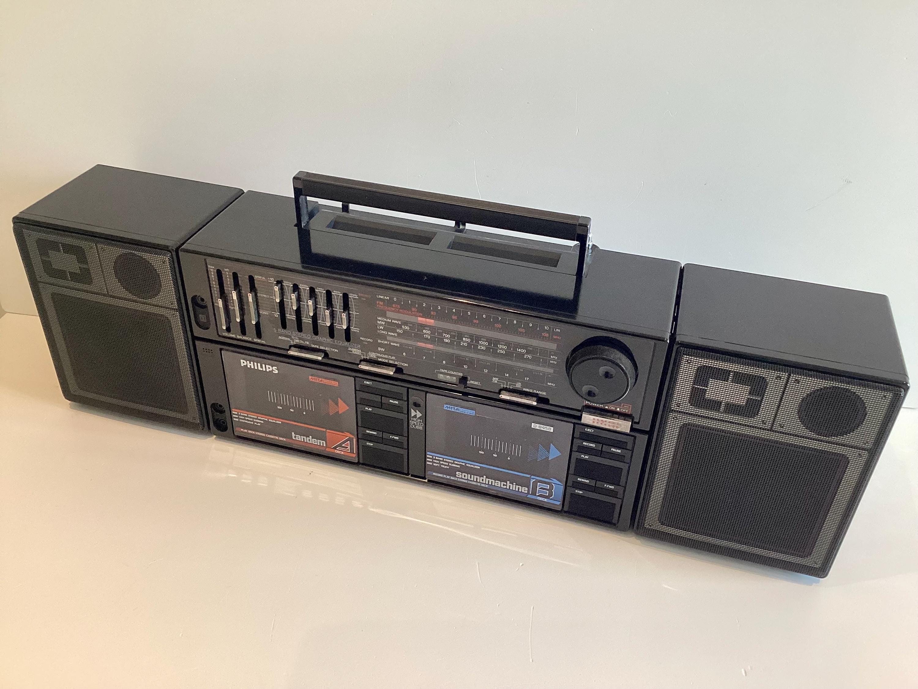 Vintage Boombox Philips D8458/30R (Austria 1980s), Double Cassette Player, Detachable Speakers, Working — photo 2 of 10
