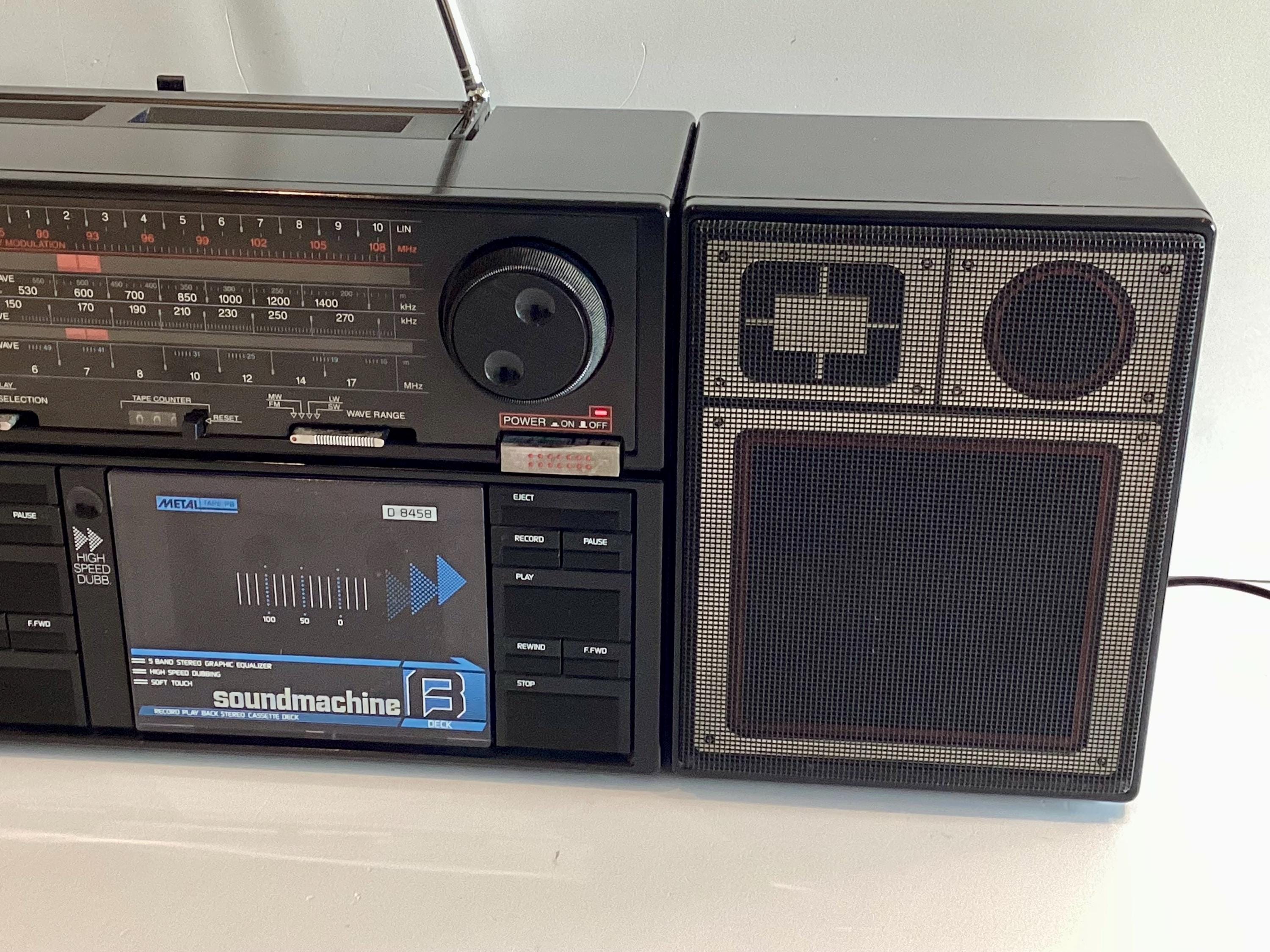 Vintage Boombox Philips D8458/30R (Austria 1980s), Double Cassette Player, Detachable Speakers, Working — photo 6 of 10