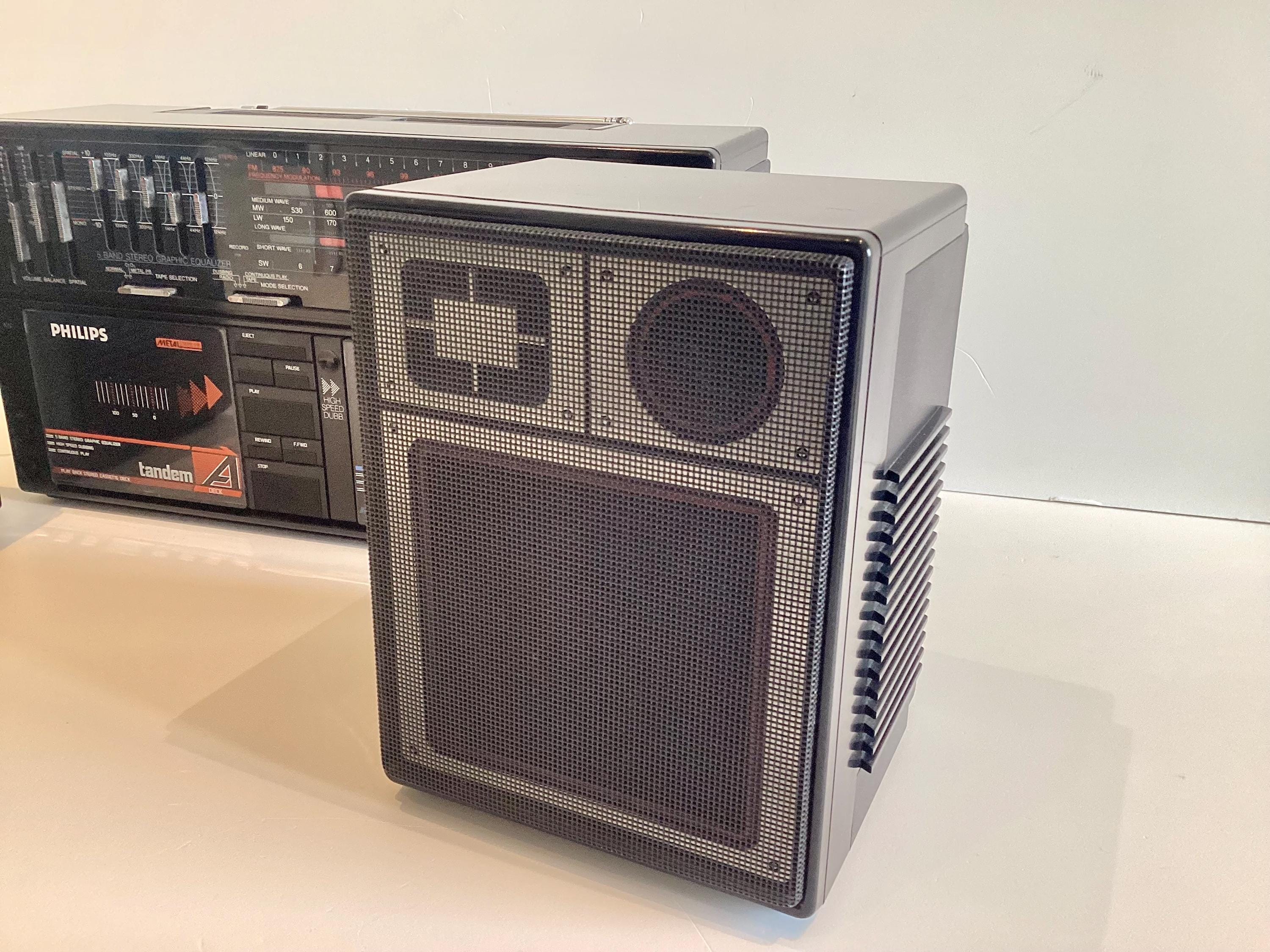 Vintage Boombox Philips D8458/30R (Austria 1980s), Double Cassette Player, Detachable Speakers, Working — photo 9 of 10