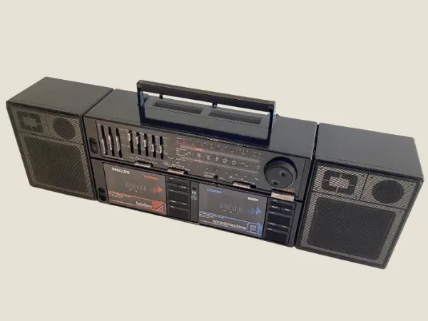 Vintage Boombox Philips D8458/30R (Austria 1980s), Double Cassette Player, Detachable Speakers, Working
