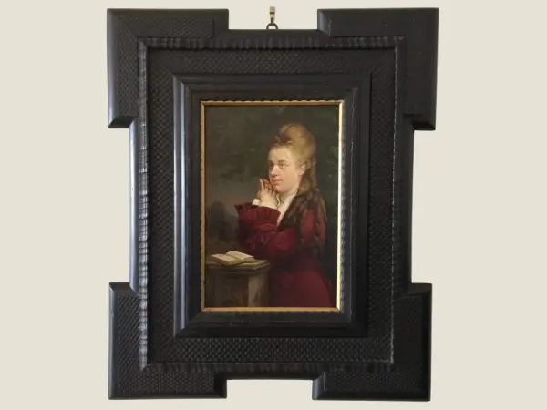 Antique Painting – French Portrait of a Girl (19th Century) Oil on Wood