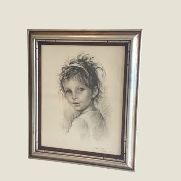 Vintage Lithograph Print | Giuseppe Tarantino 1974 Portrait, Signed Italian Art