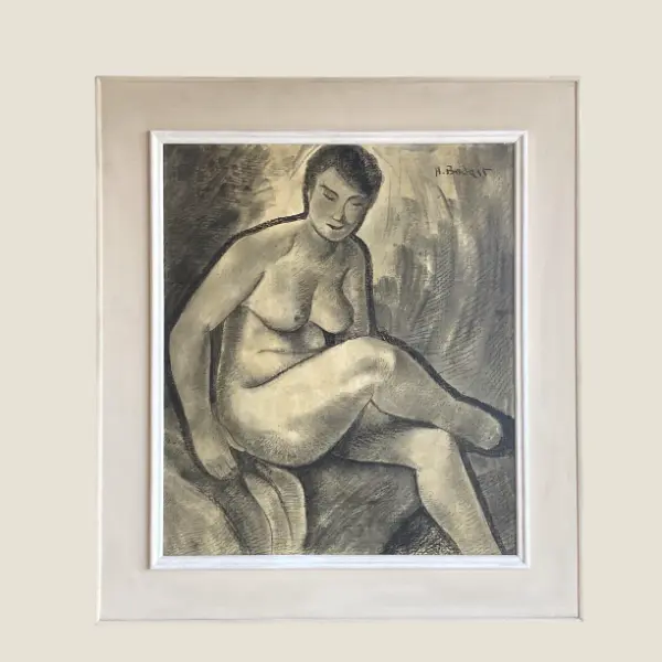 Antique Oil Painting Woman Portrait | H. Bodart Art Deco France (1930s)