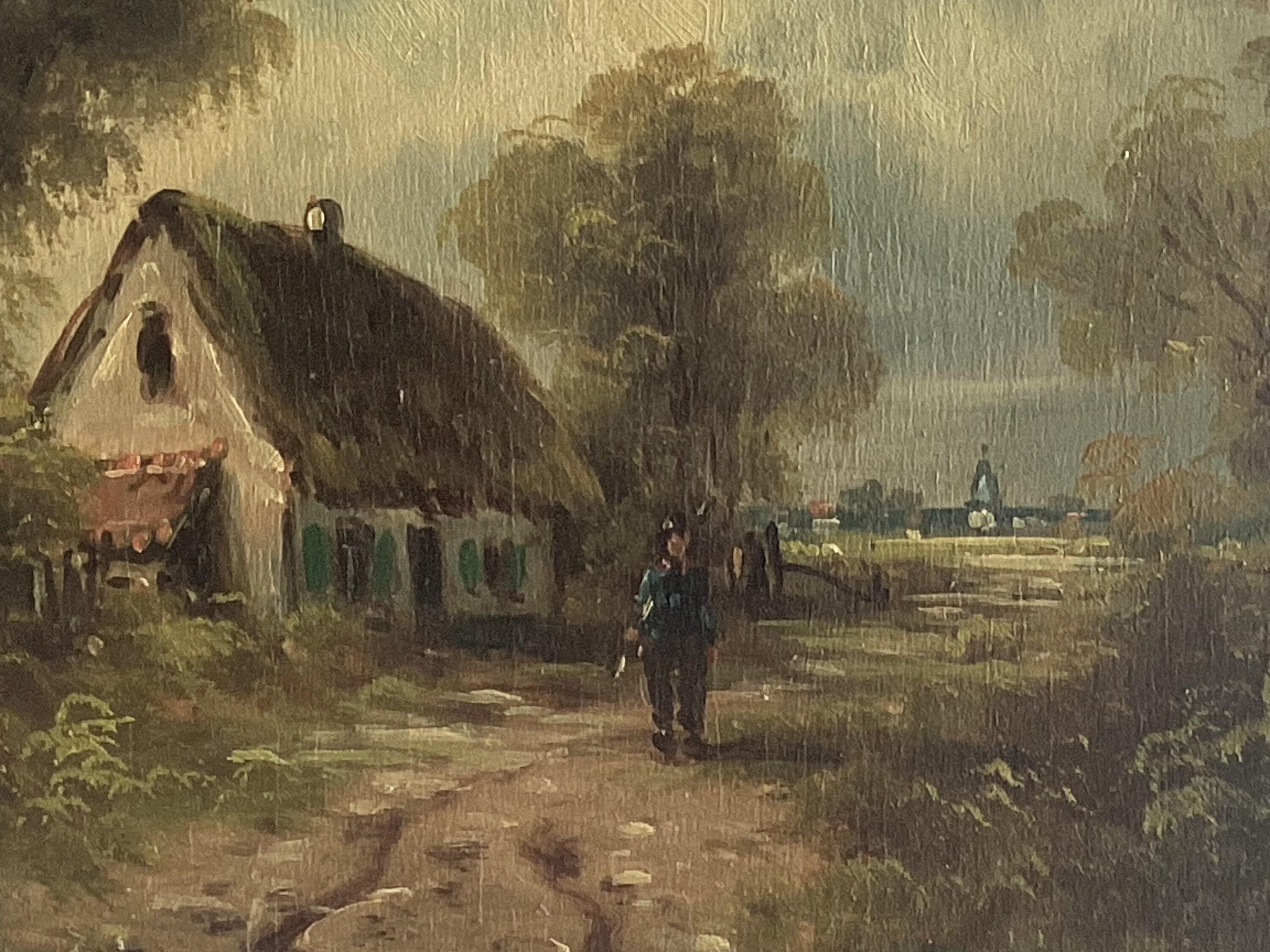 Vintage Oil Painting | 1900s Dutch Landscape, Signed Country Scene on Wood Panel — photo 5 of 8