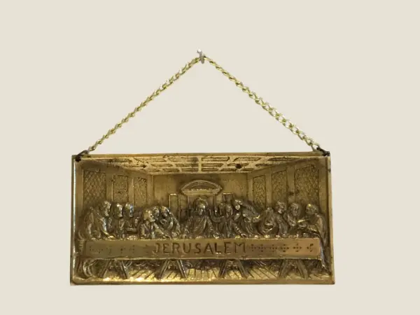 Vintage Israeli Plaque – The Last Supper (1950s, Brass, Rare)