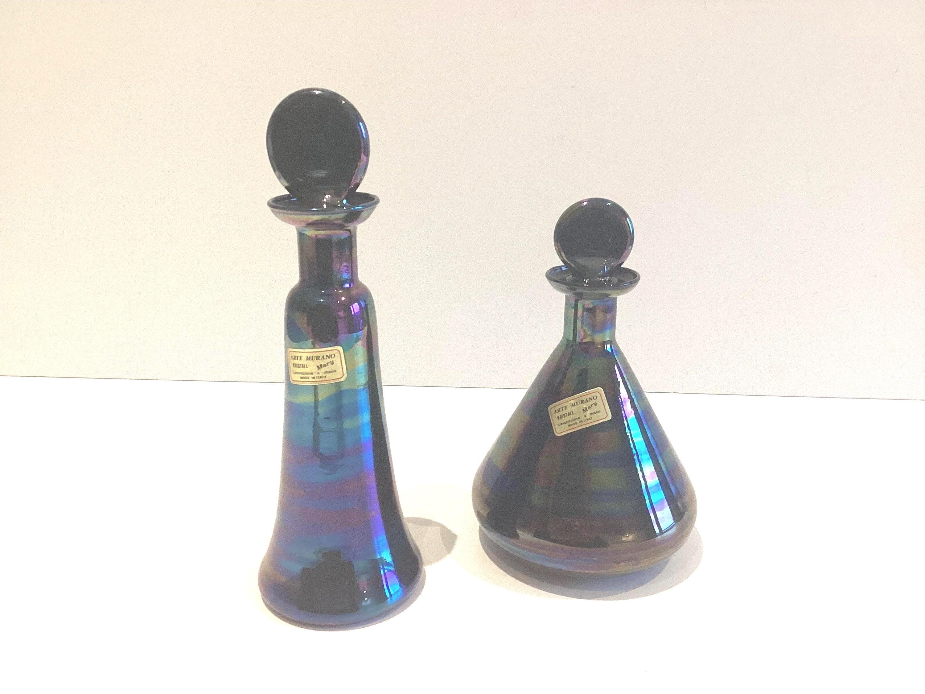Vintage Murano Vases | 1950s Italian Iridescent Glass, Mary Design with Stoppers — photo 2 of 6