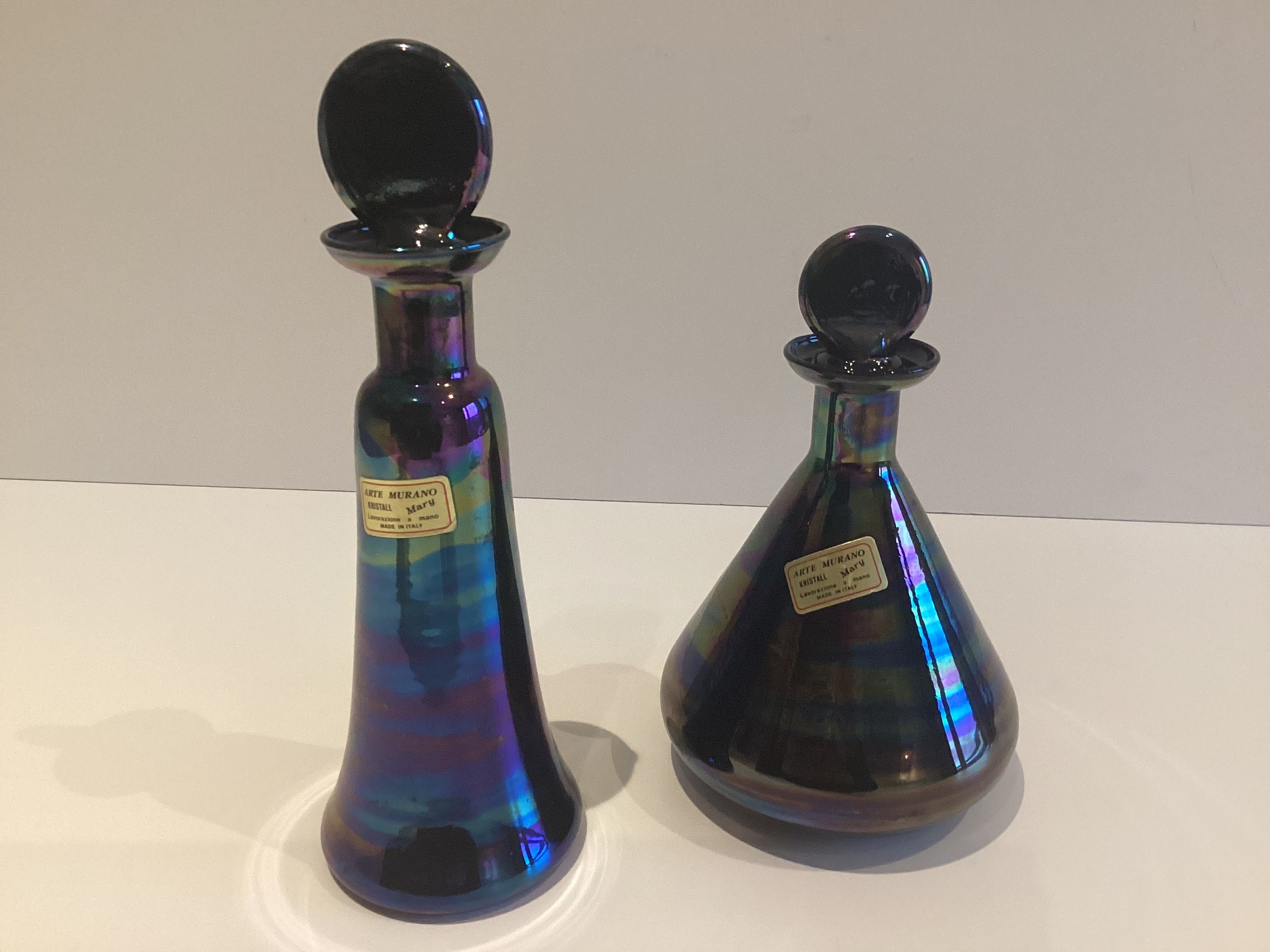 Vintage Murano Vases | 1950s Italian Iridescent Glass, Mary Design with Stoppers — photo 3 of 6