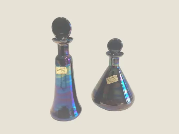 Vintage Murano Vases | 1950s Italian Iridescent Glass, Mary Design with Stoppers