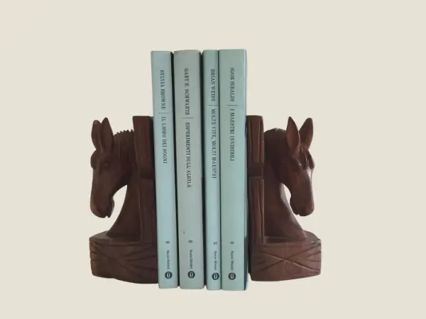 Vintage Bookends | 1960s Hand-Carved Exotic Wood Horses, Solid Wood Book Stops
