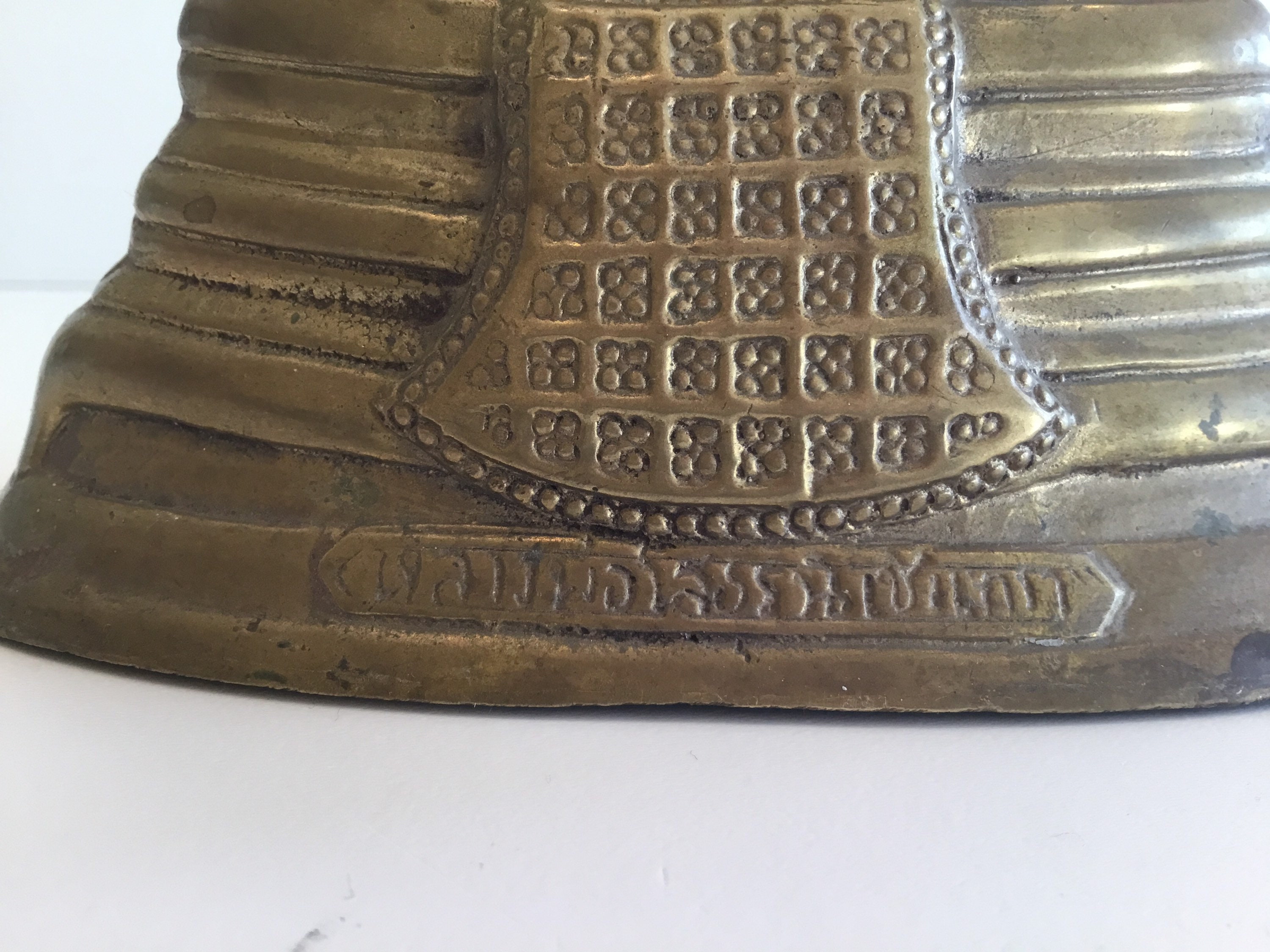 Vintage Bronze Buddha | 1930s Tibetan Inscribed Statue, Front & Back Mantra — photo 8 of 10