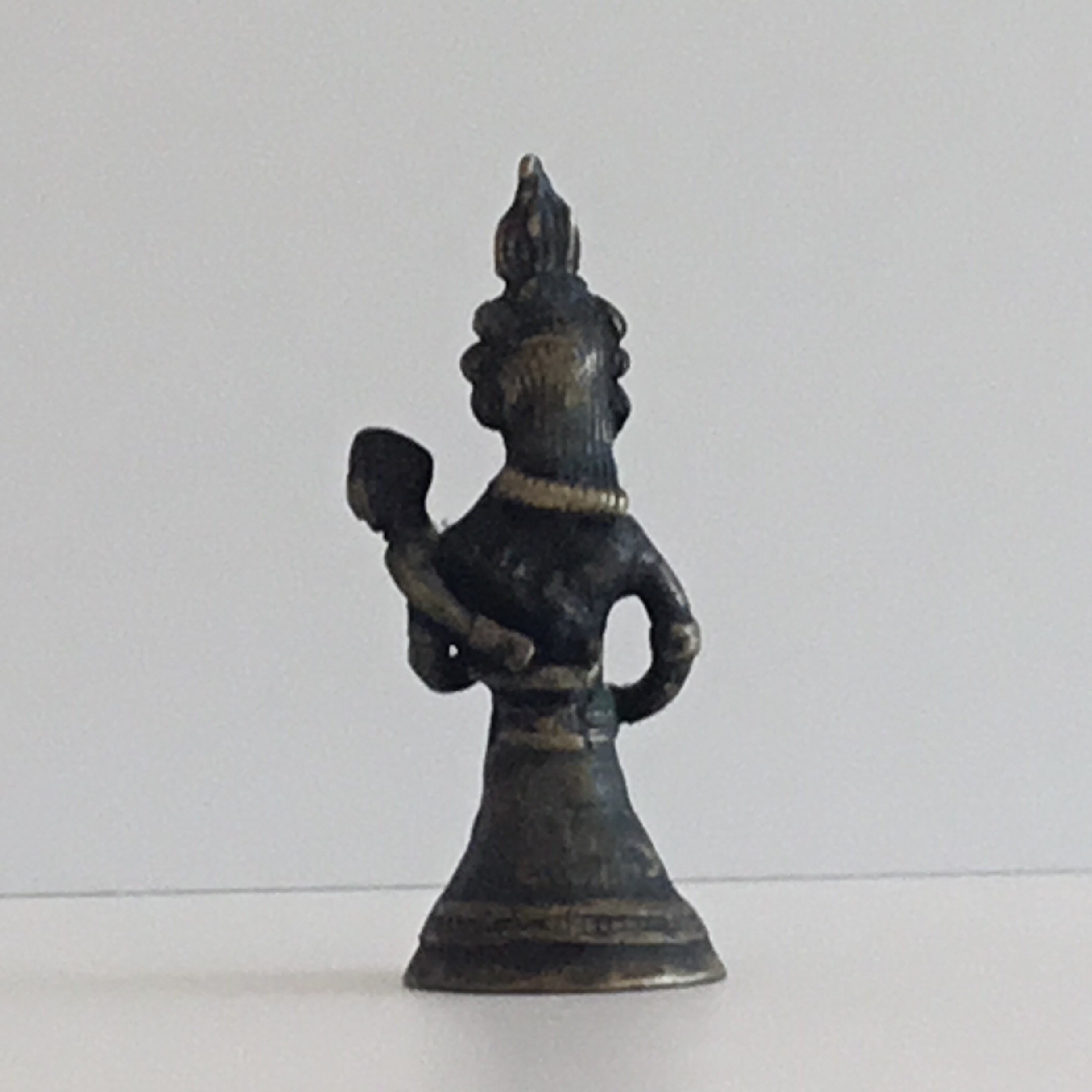 Antique Bronze Bell | 1800s Indian Ritual Art, Mythological Figure with Child — photo 7 of 10