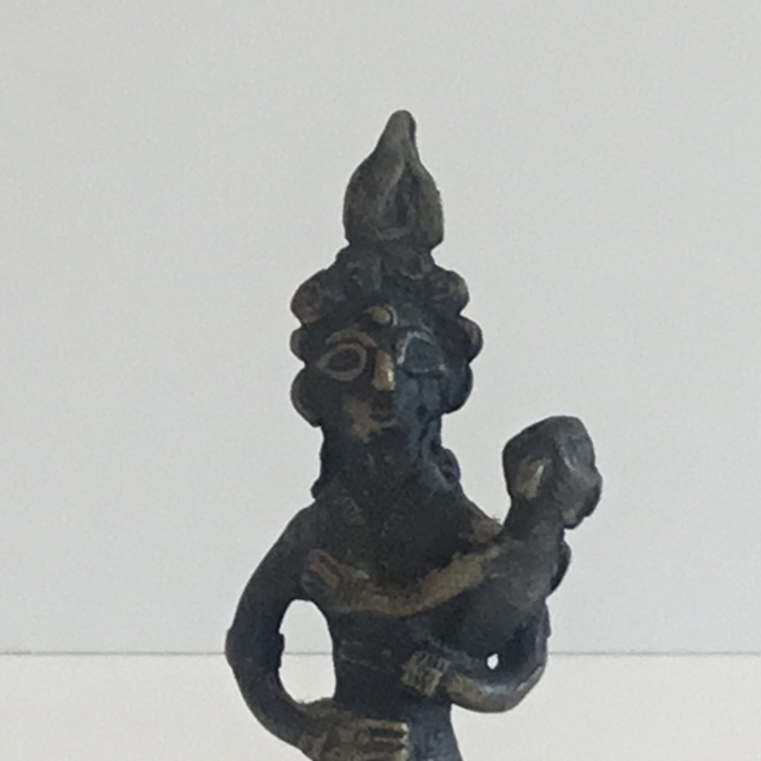Antique Bronze Bell | 1800s Indian Ritual Art, Mythological Figure with Child — photo 8 of 10