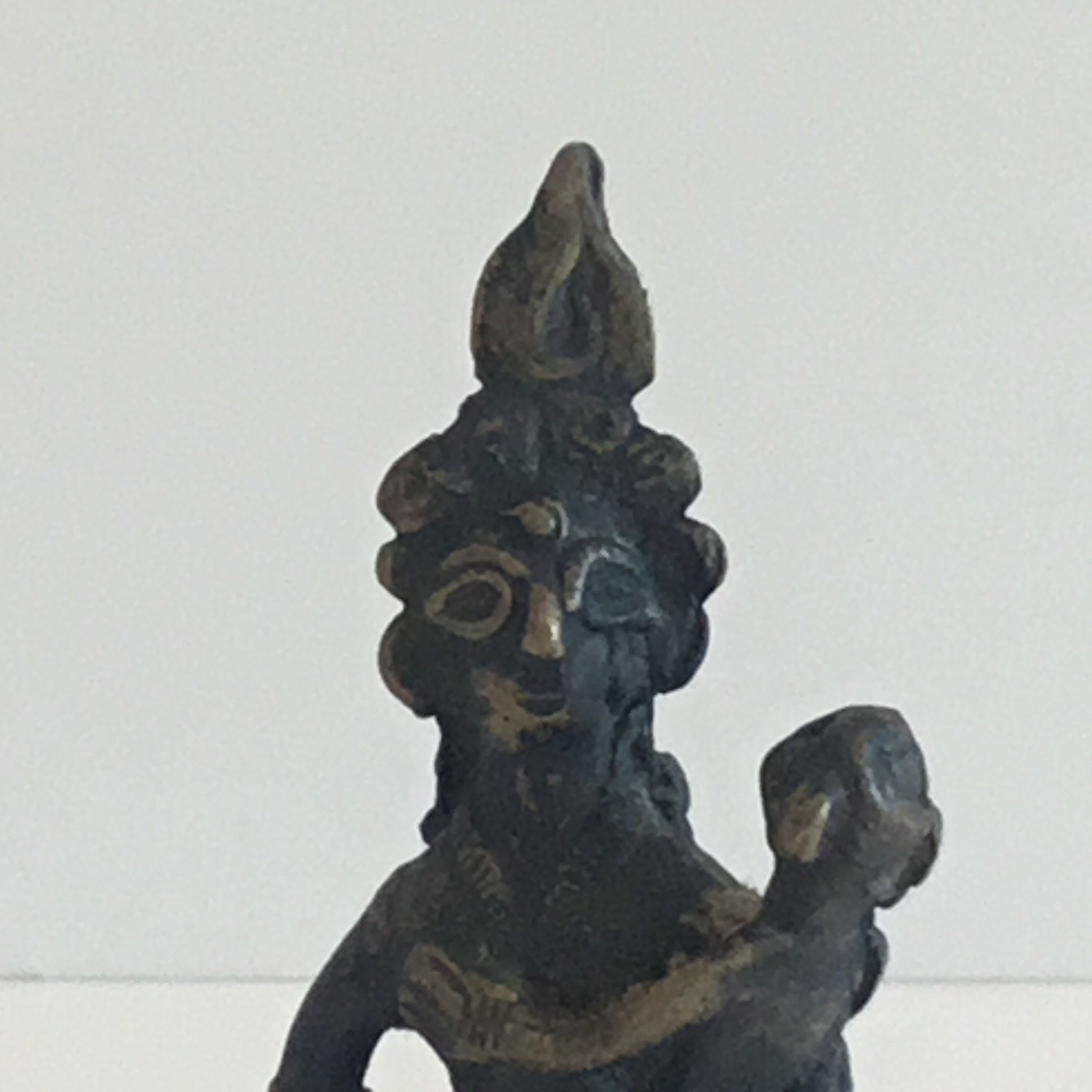 Antique Bronze Bell | 1800s Indian Ritual Art, Mythological Figure with Child — photo 9 of 10