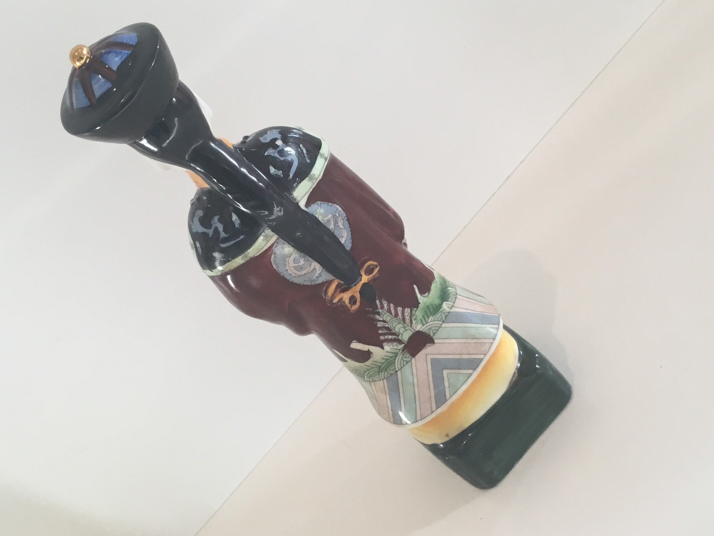 Vintage Porcelain Figurine | 1950s Chinese Emperor, Hand Painted Marked Statue — photo 8 of 9