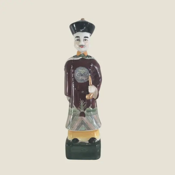 Vintage Porcelain Figurine | 1950s Chinese Emperor, Hand Painted Marked Statue