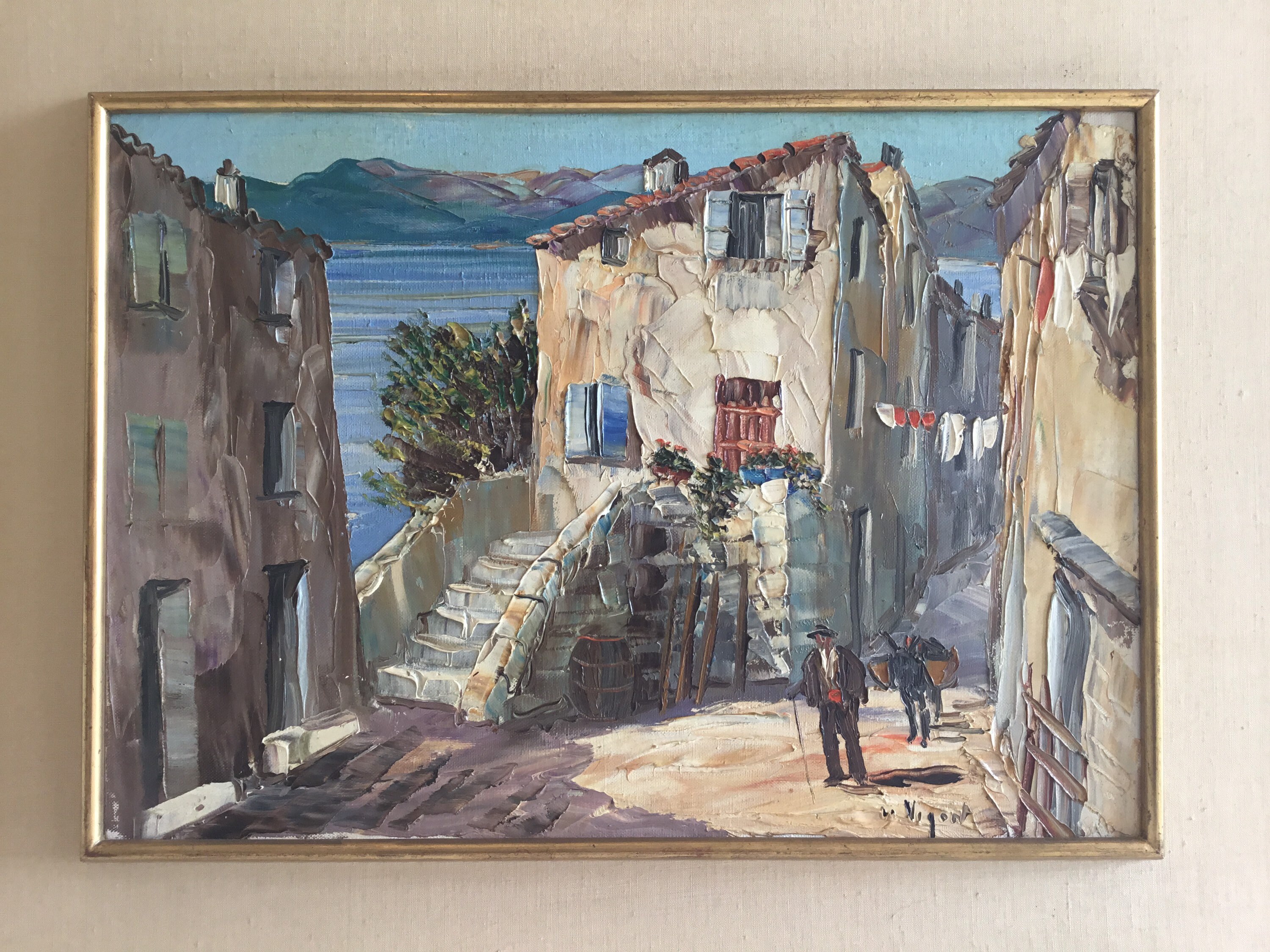 Landscape Painting | Vintage French Oil on Canvas, Louis Vigon Signed Corsica 1950s — photo 3 of 9