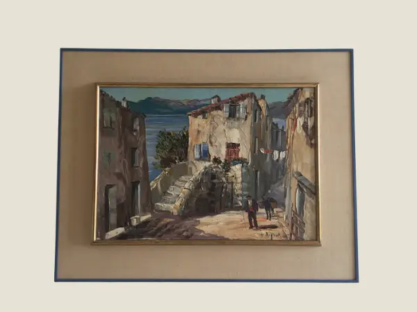 Landscape Painting | Vintage French Oil on Canvas, Louis Vigon Signed Corsica 1950s