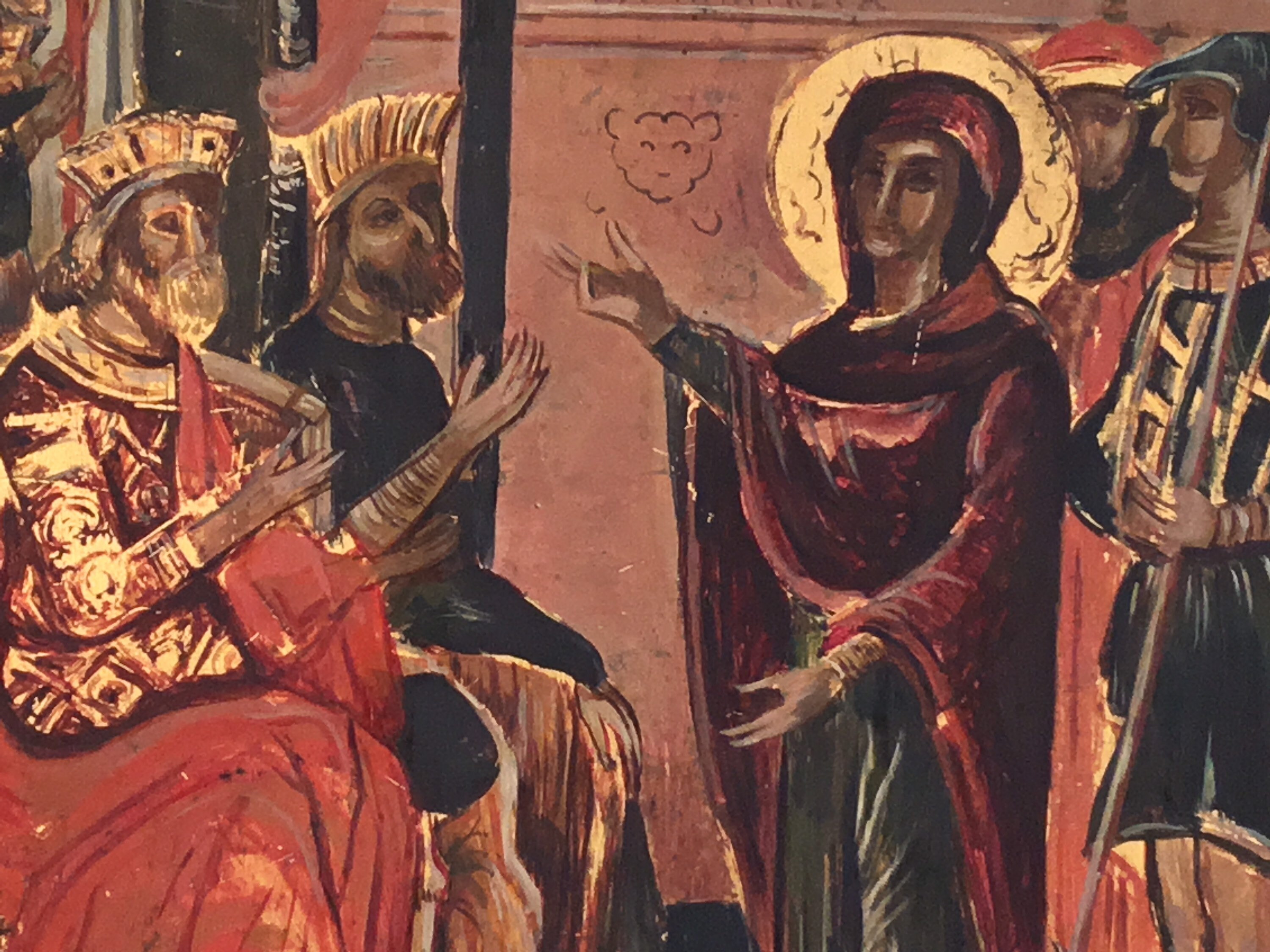 Vintage Orthodox Icon | 1950s Balkan Hand Painted, Tempera on Wood Religious Art — photo 4 of 9