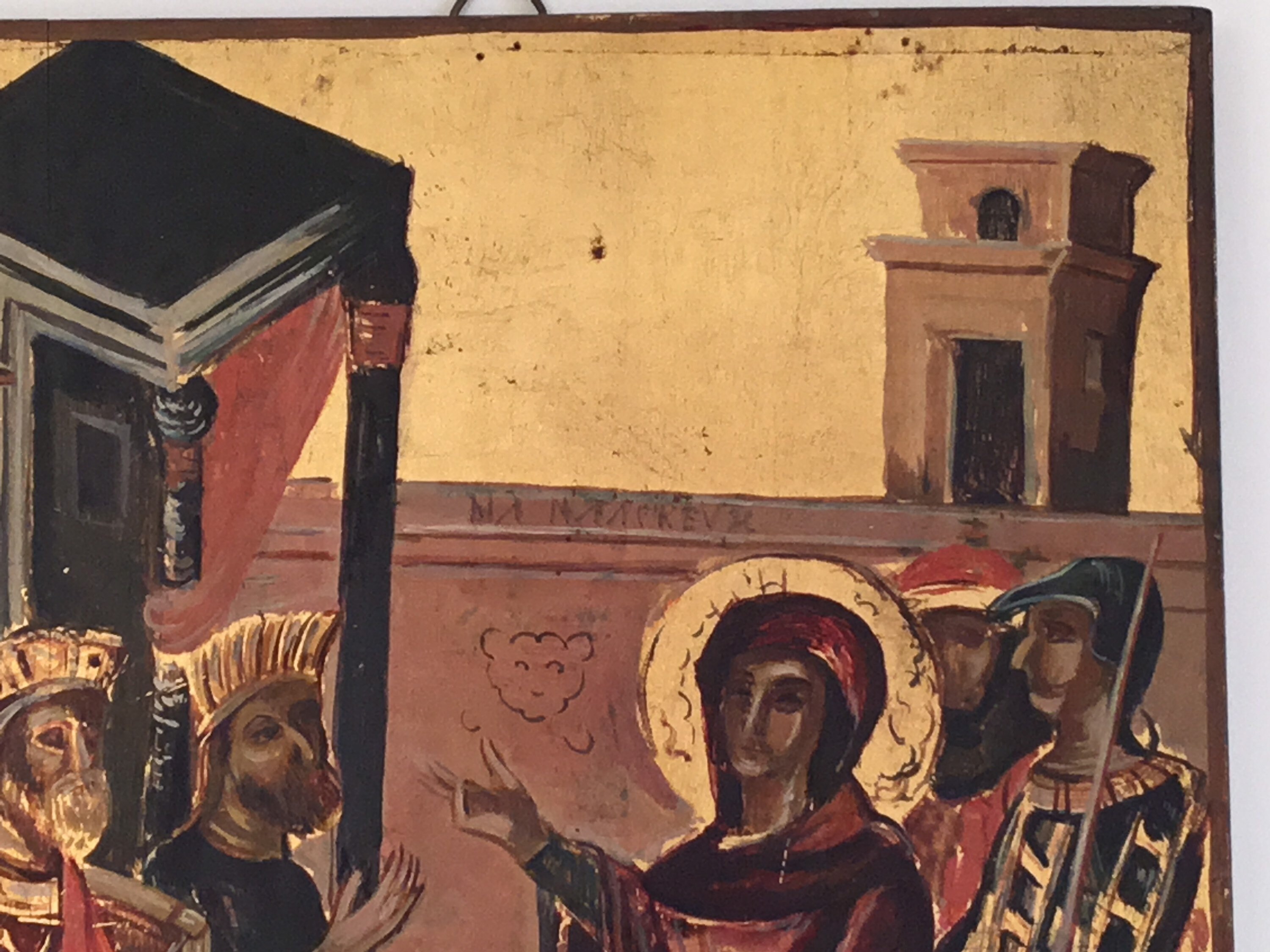 Vintage Orthodox Icon | 1950s Balkan Hand Painted, Tempera on Wood Religious Art — photo 5 of 9