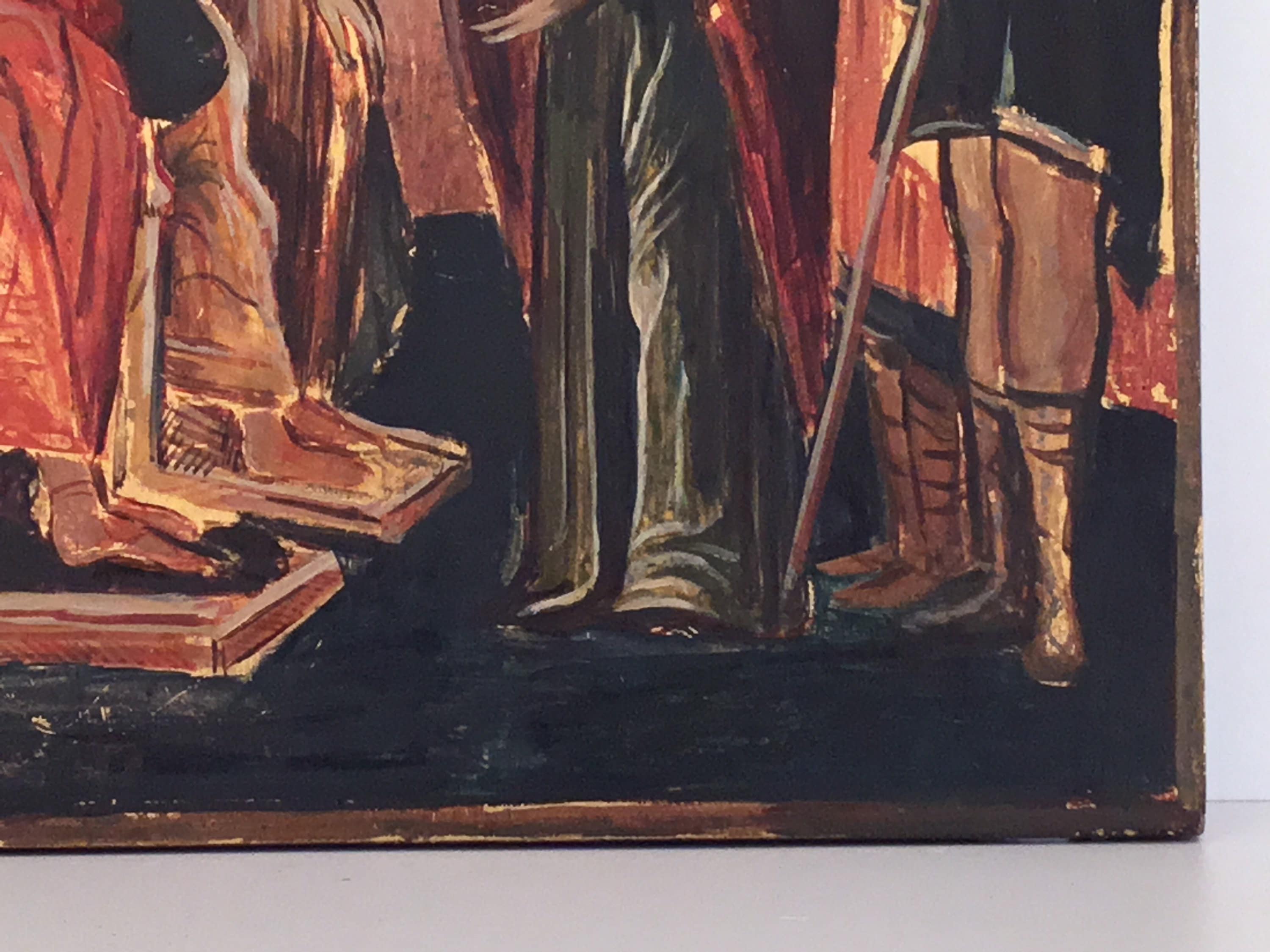 Vintage Orthodox Icon | 1950s Balkan Hand Painted, Tempera on Wood Religious Art — photo 6 of 9