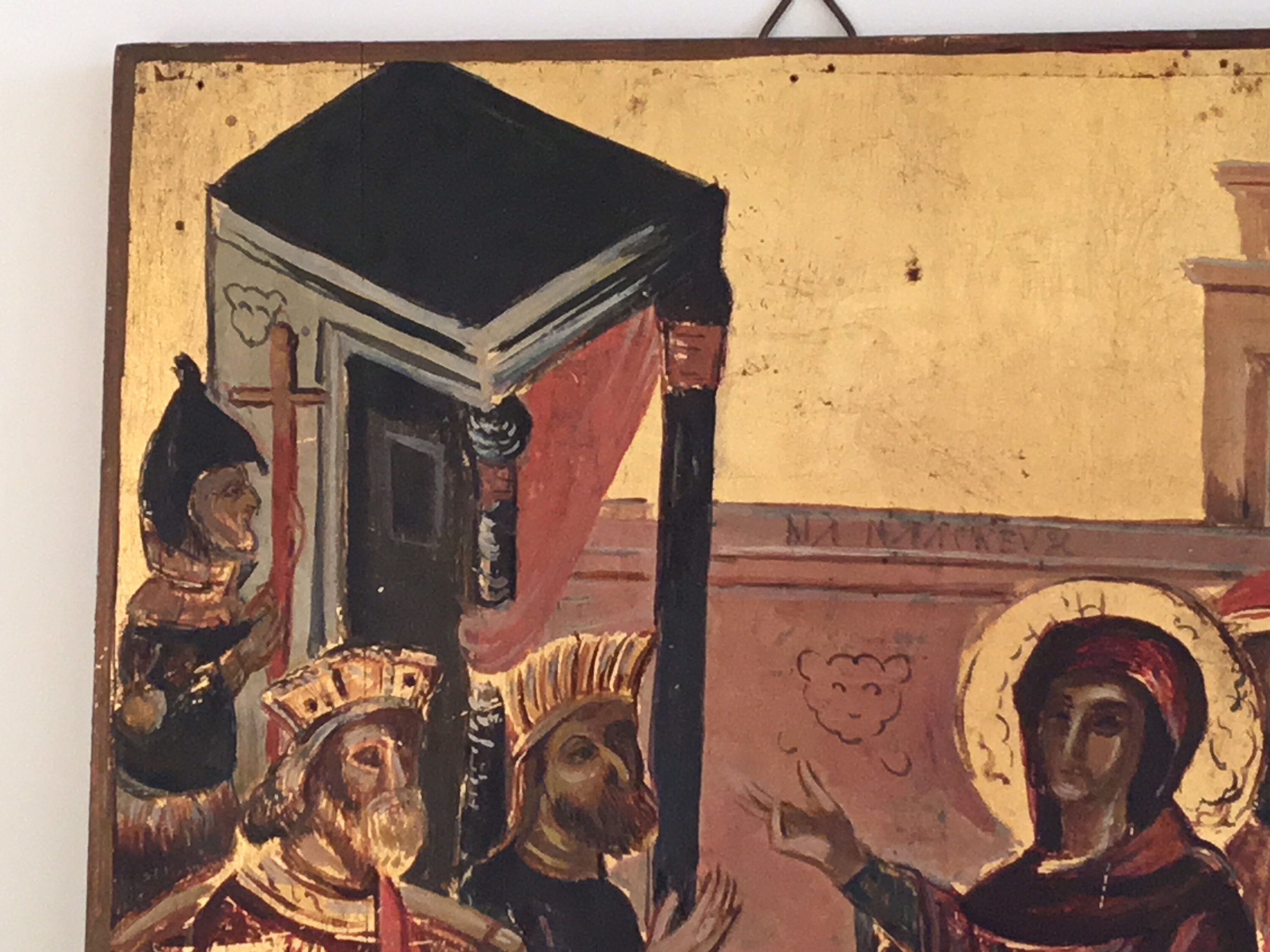 Vintage Orthodox Icon | 1950s Balkan Hand Painted, Tempera on Wood Religious Art — photo 7 of 9