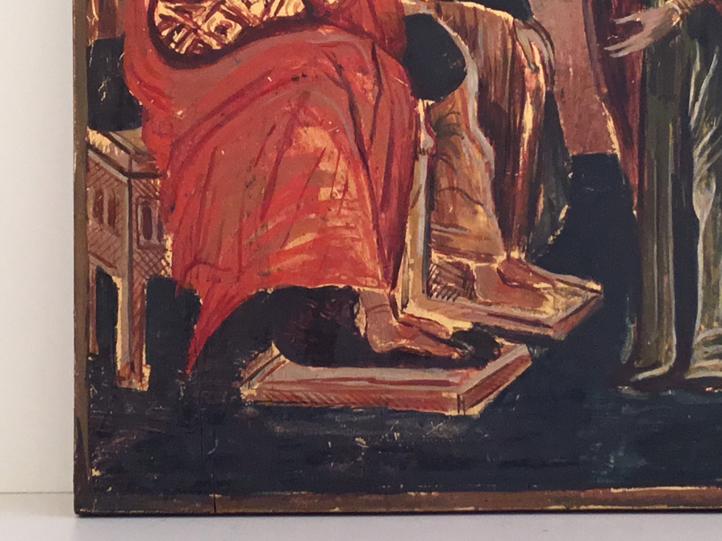 Vintage Orthodox Icon | 1950s Balkan Hand Painted, Tempera on Wood Religious Art — photo 8 of 9