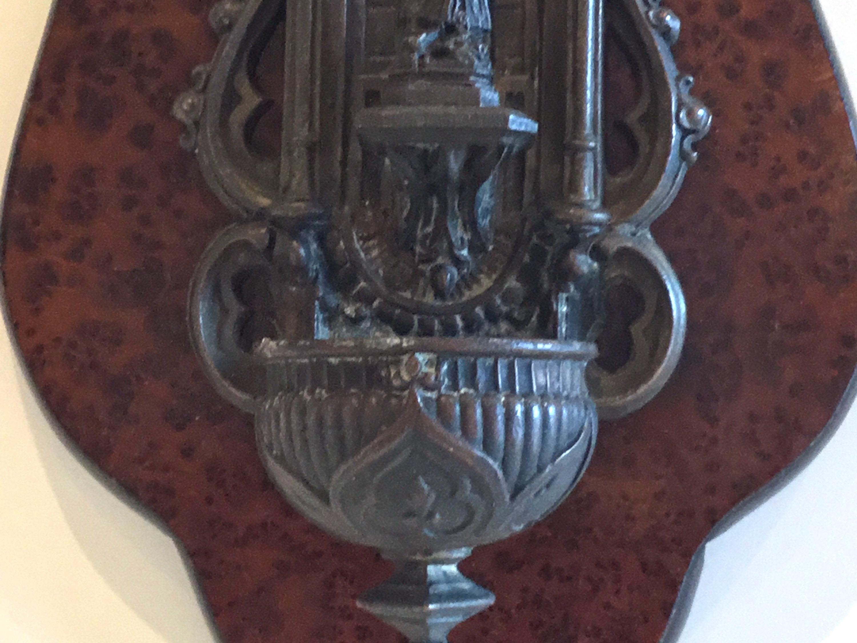 Antique Bronze Madonna | 1900s French Holy Water Font, Wall Mount Religious Art — photo 9 of 10