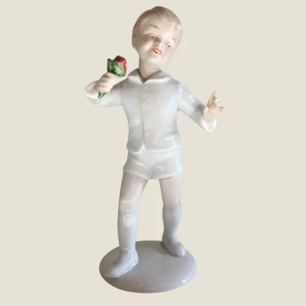 Vintage Porcelain Figurine | Wallendorf German Boy, 1960s Numbered Collectible